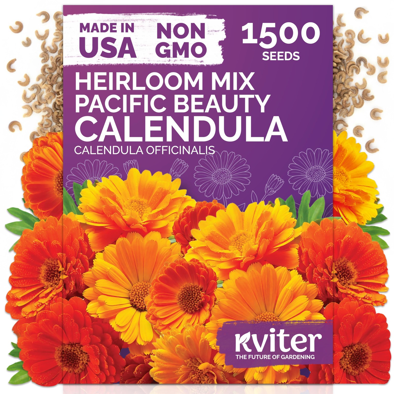 KVITER 150 Mix Pacific Beauty Calendula Seeds (Calendula Officinalis)