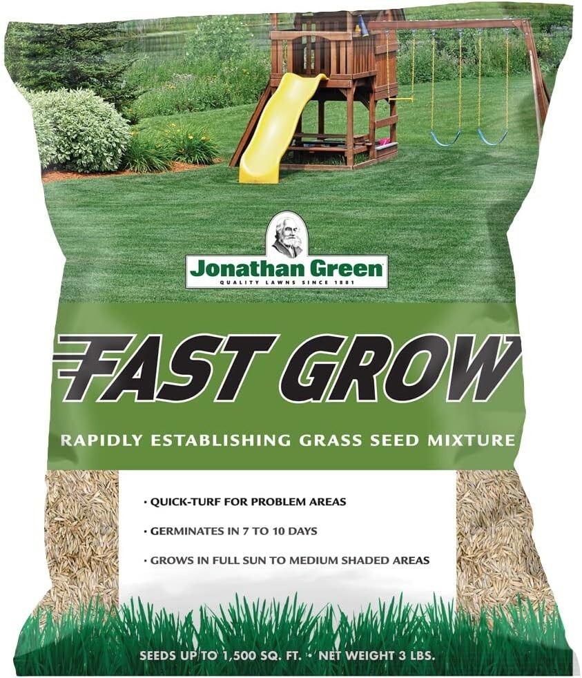 Fast Grow Grass Seed Mix for Sun And Shade Lawn Areas, 3 Pounds