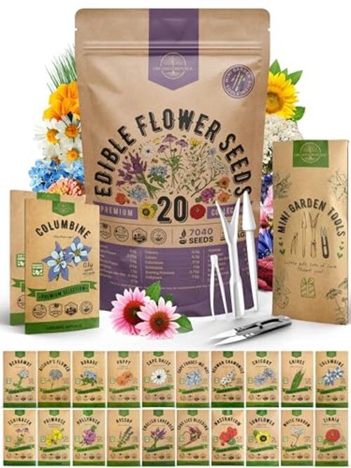 Variety Pack- Indoor/Outdoor. 7000+ 20 Edible Flower Seeds Edible Flower Seeds
