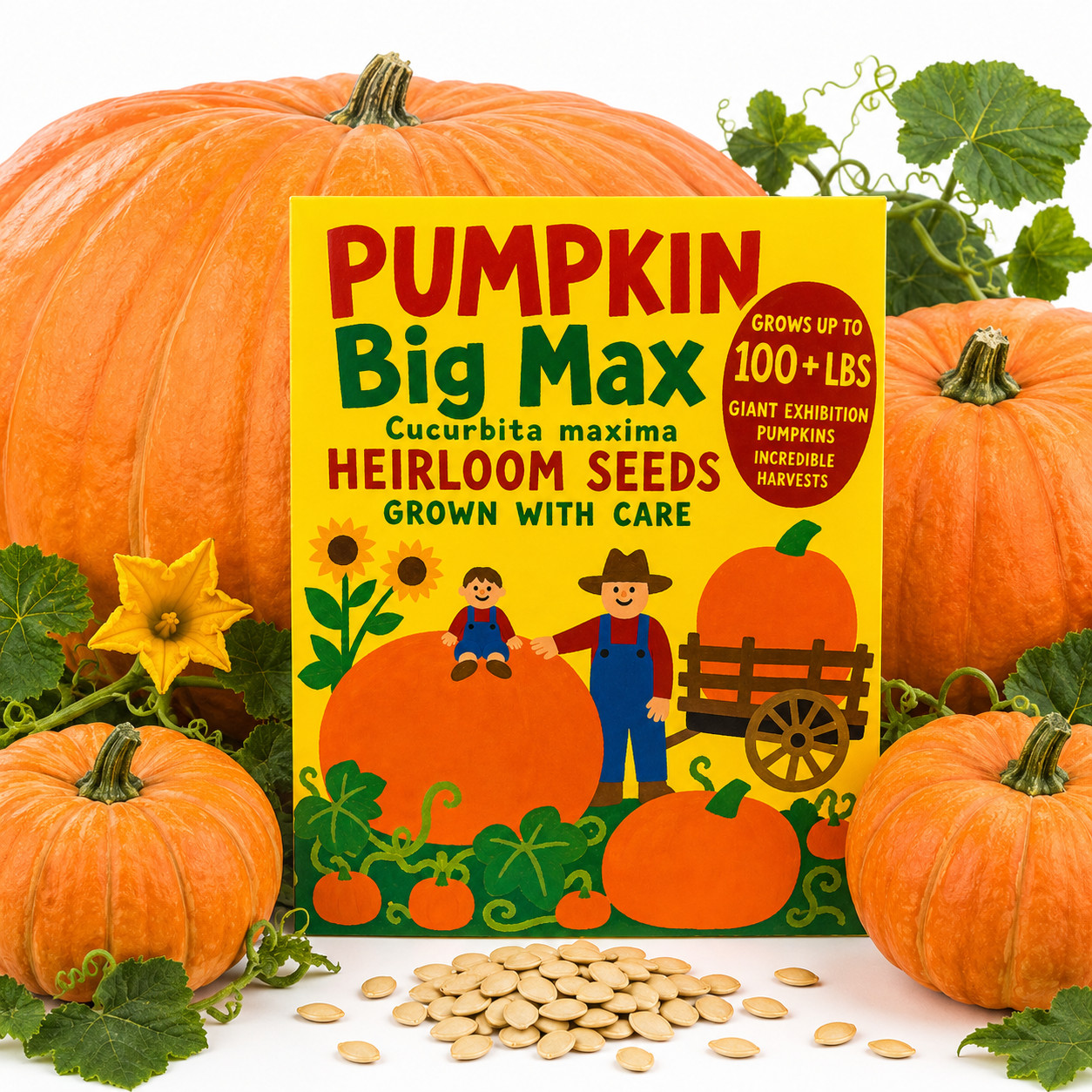 Big Max Pumpkin Seeds | Heirloom Non GMO Giant Pumpkin Garden Planting USA