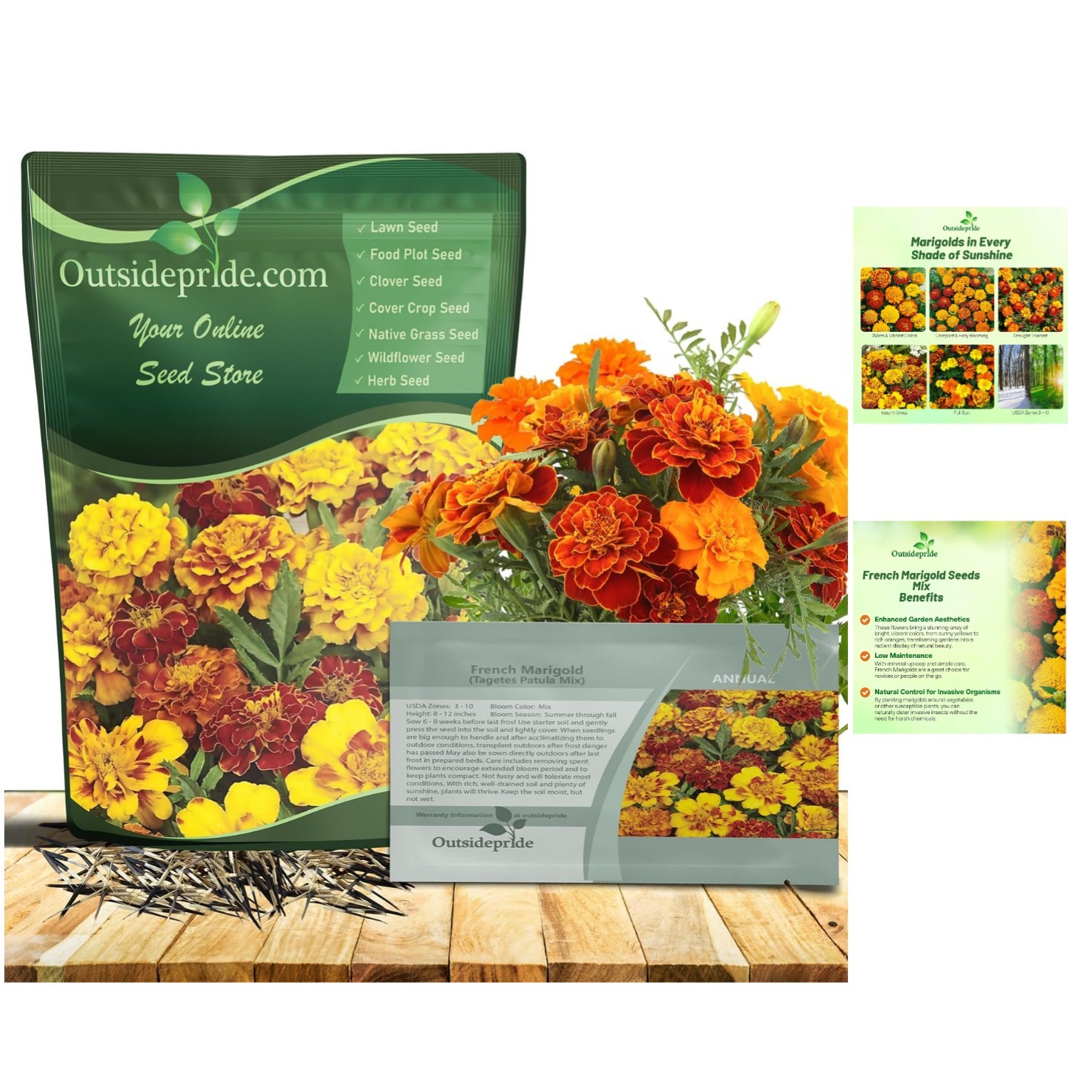 Heat & Drought Resistant French Marigold Seeds Mix – 1 Lb. Ideal for Any Garden