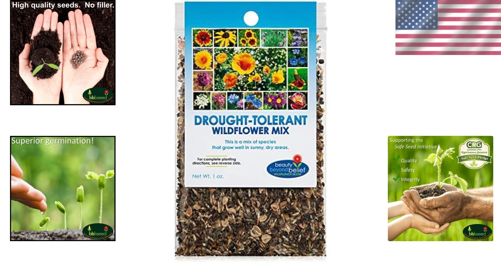 Multi-Color Wildflower Seed Packet – 1 oz Non-GMO Drought Tolerant for Gardeners