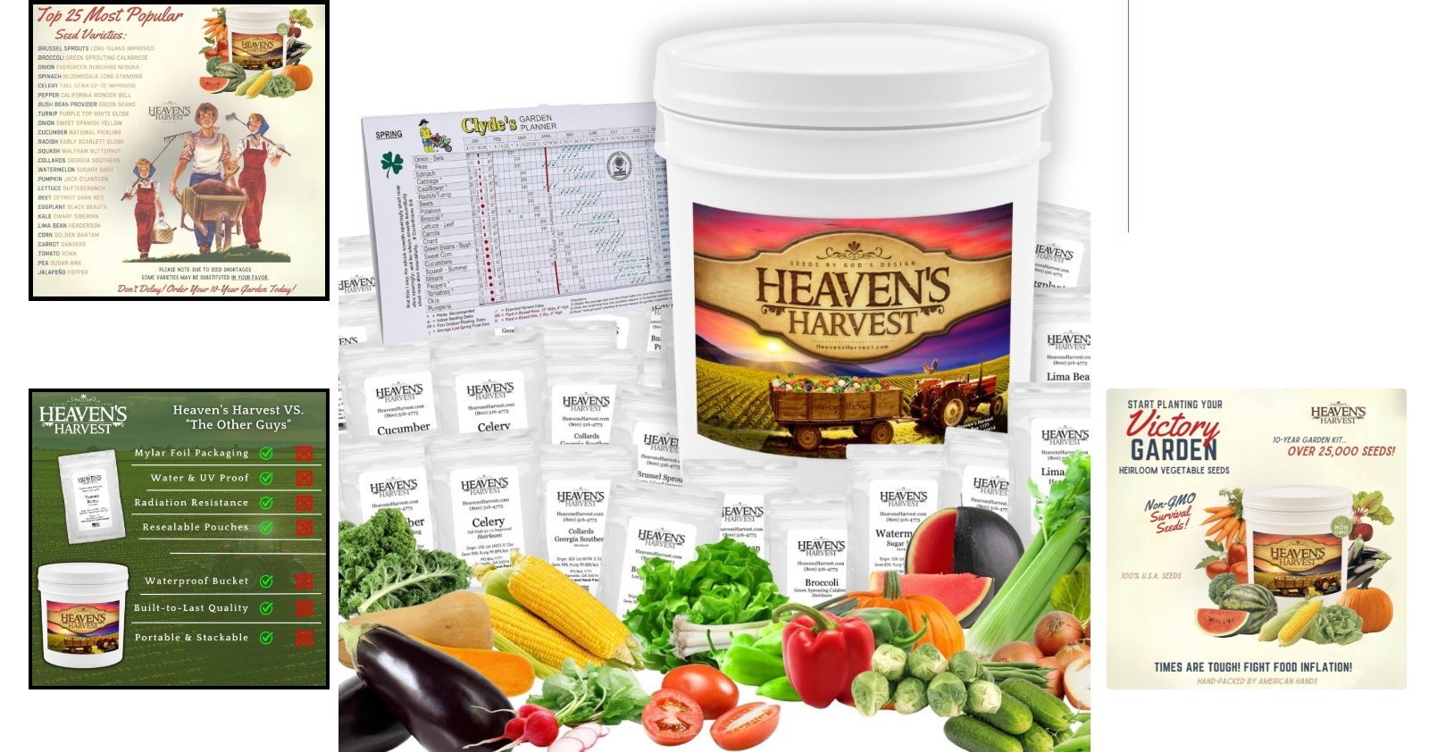 Over 25,000 Heirloom Vegetable Seeds – 10- Survival Kit with Bonus Planner