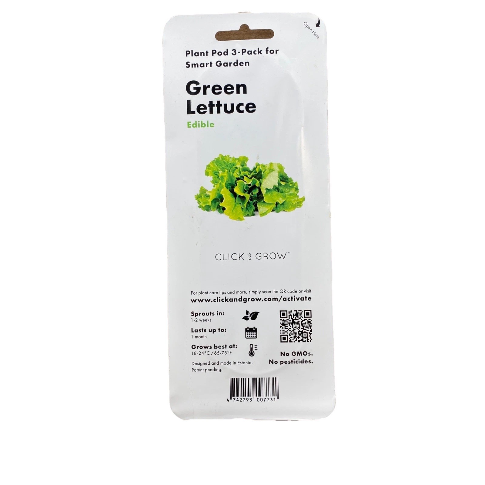 Click & Grow Unisex Plant Pod 3-Pack Green Lettuce Edible Smart Garden Seeds NEW