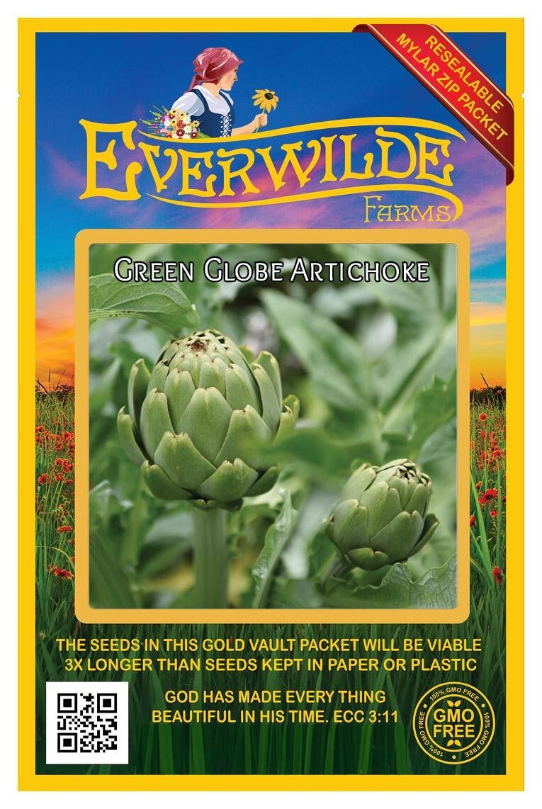 80 Green Globe Artichoke Seeds – Everwilde Farms Mylar Seed Packet