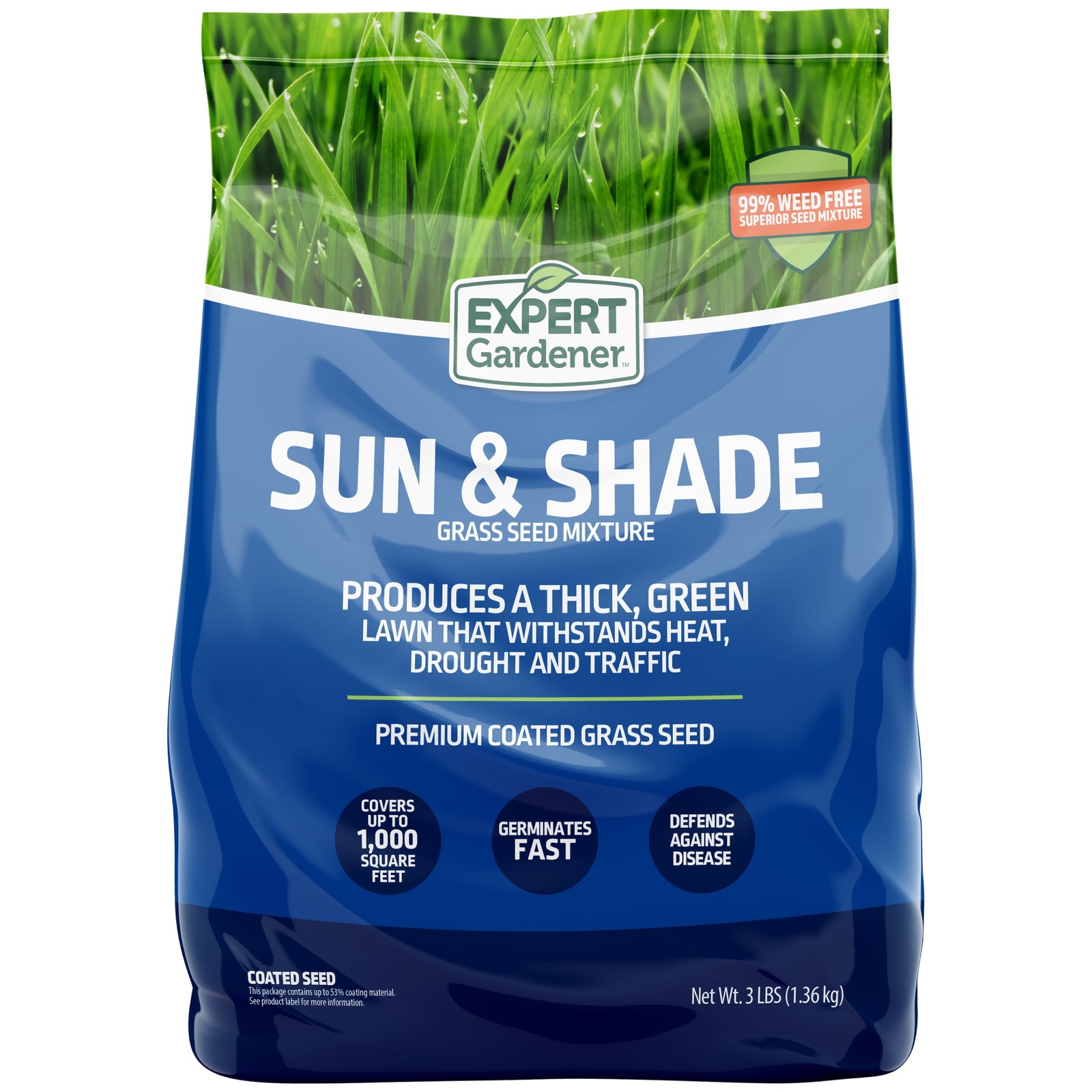 Grass Seed Sun Shade Mix 3 lb Lawn Seed Southern Heat Drought Resistant