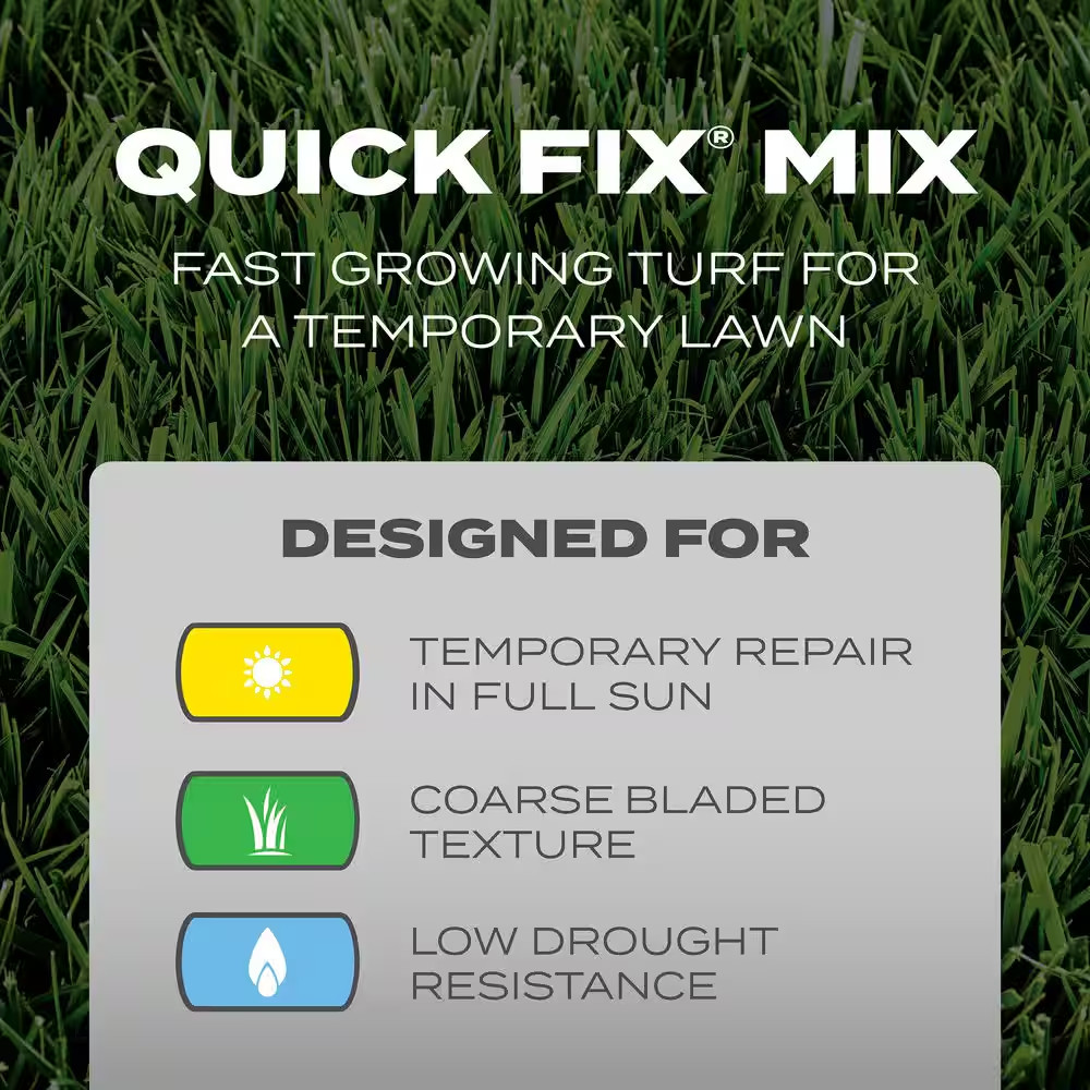 Turf Builder Grass Seed 3 Lbs. Quick Fix Mix, Fast Growing Turf for a Temporary