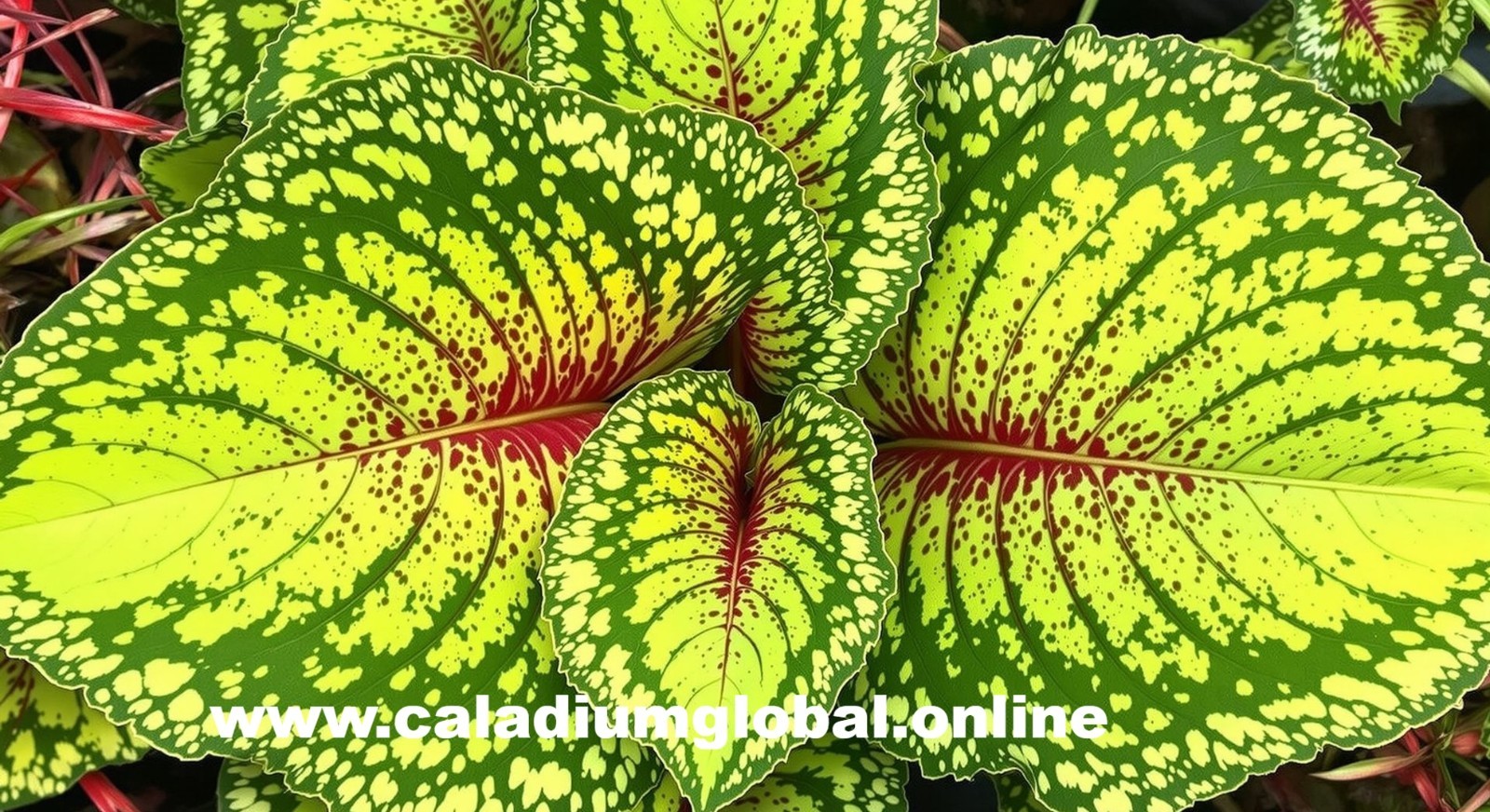 Caladium Bulbs Strawberry Star 7 Bulbs from Florida Plantation
