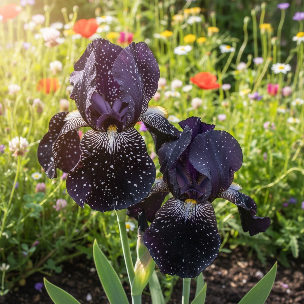 50 Black Iris Flower Seeds – Rare Speckled Night Blooms for Gardens