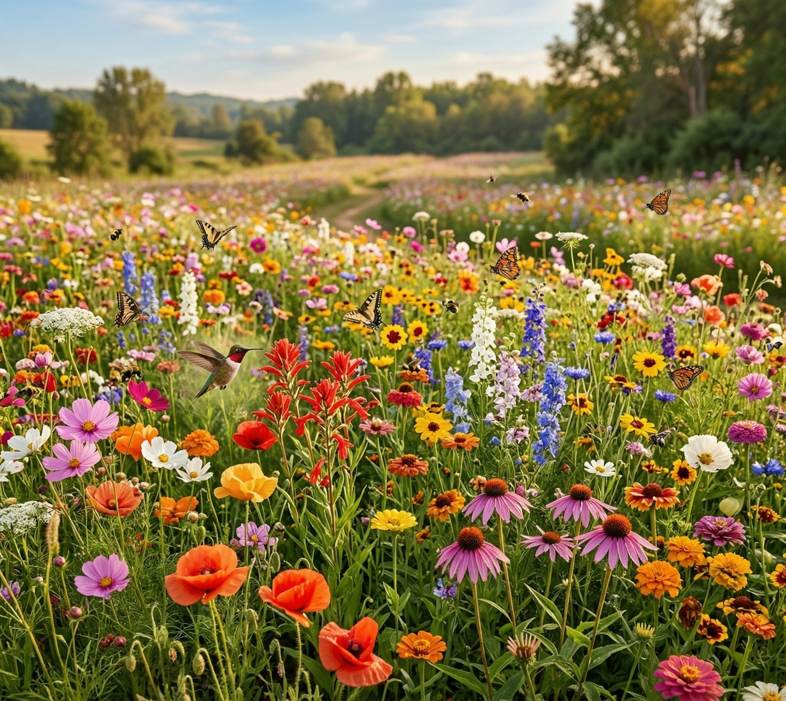 Wildflower Mix FULL SEASON POLLINATOR GARDEN Bees Butterflies 1000+ Seeds