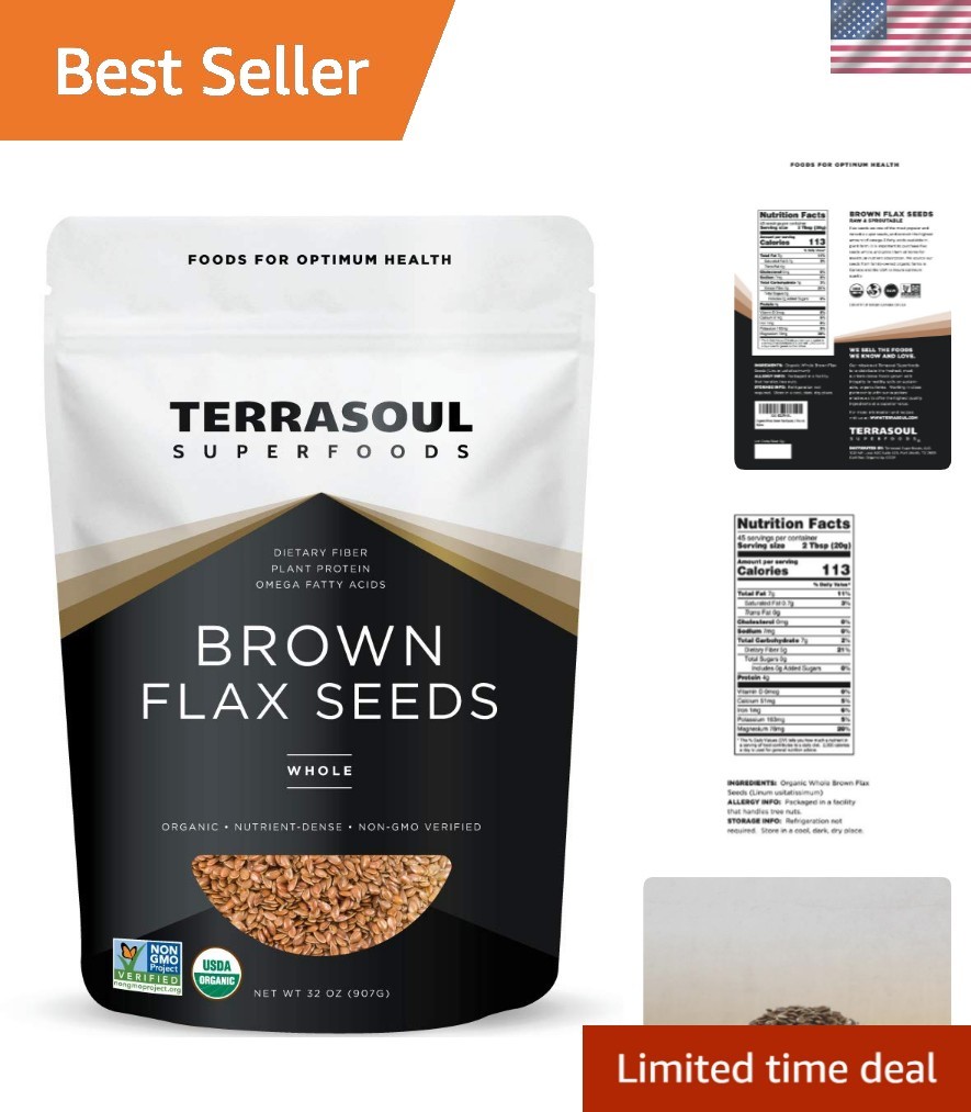 Nutritious Organic Brown Flax Seeds, 2 Pounds – Ideal Gluten-Free Supplement