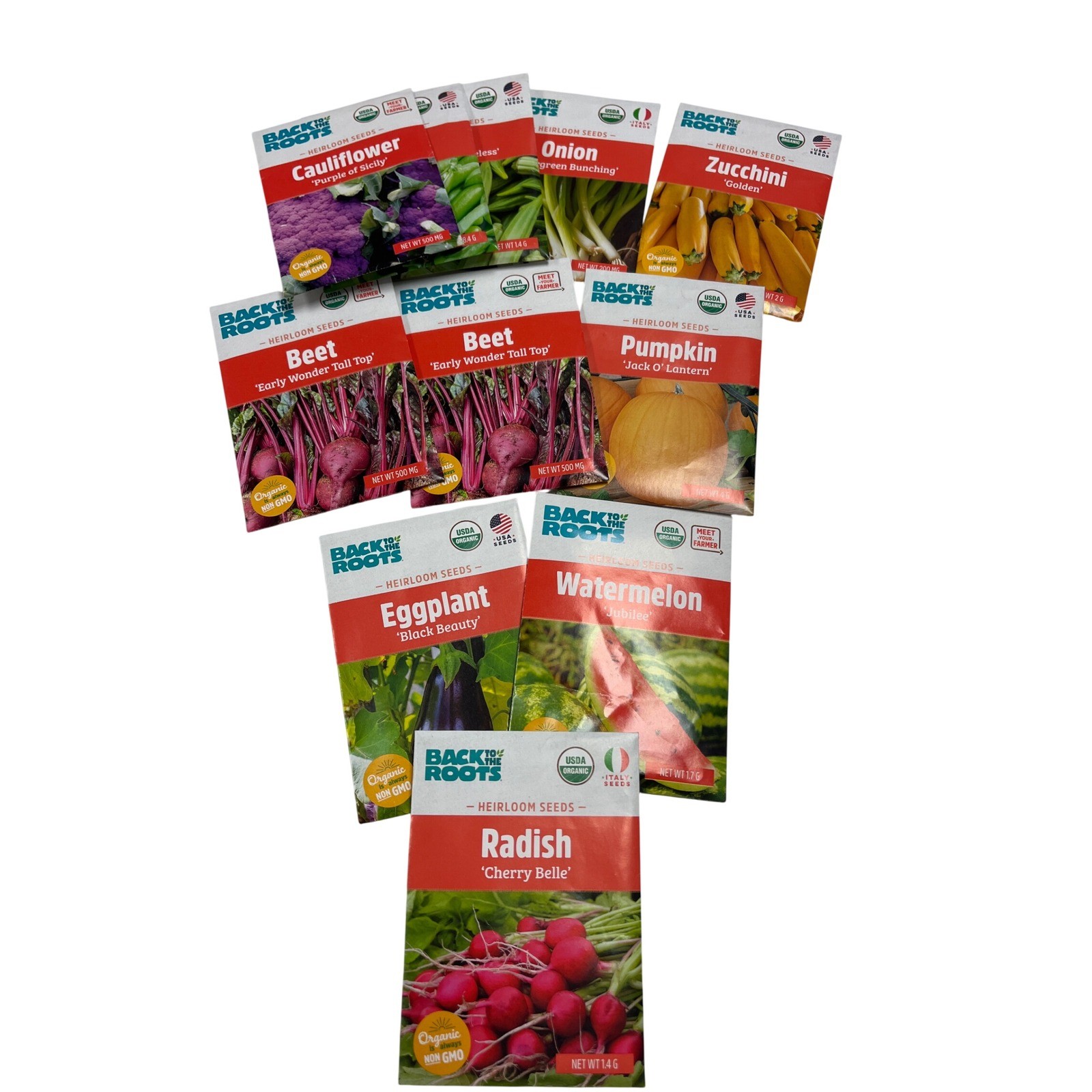 Back to the Roots Heirloom Non-GMO Variety Lot Veggie Seeds 11 Packets Organic