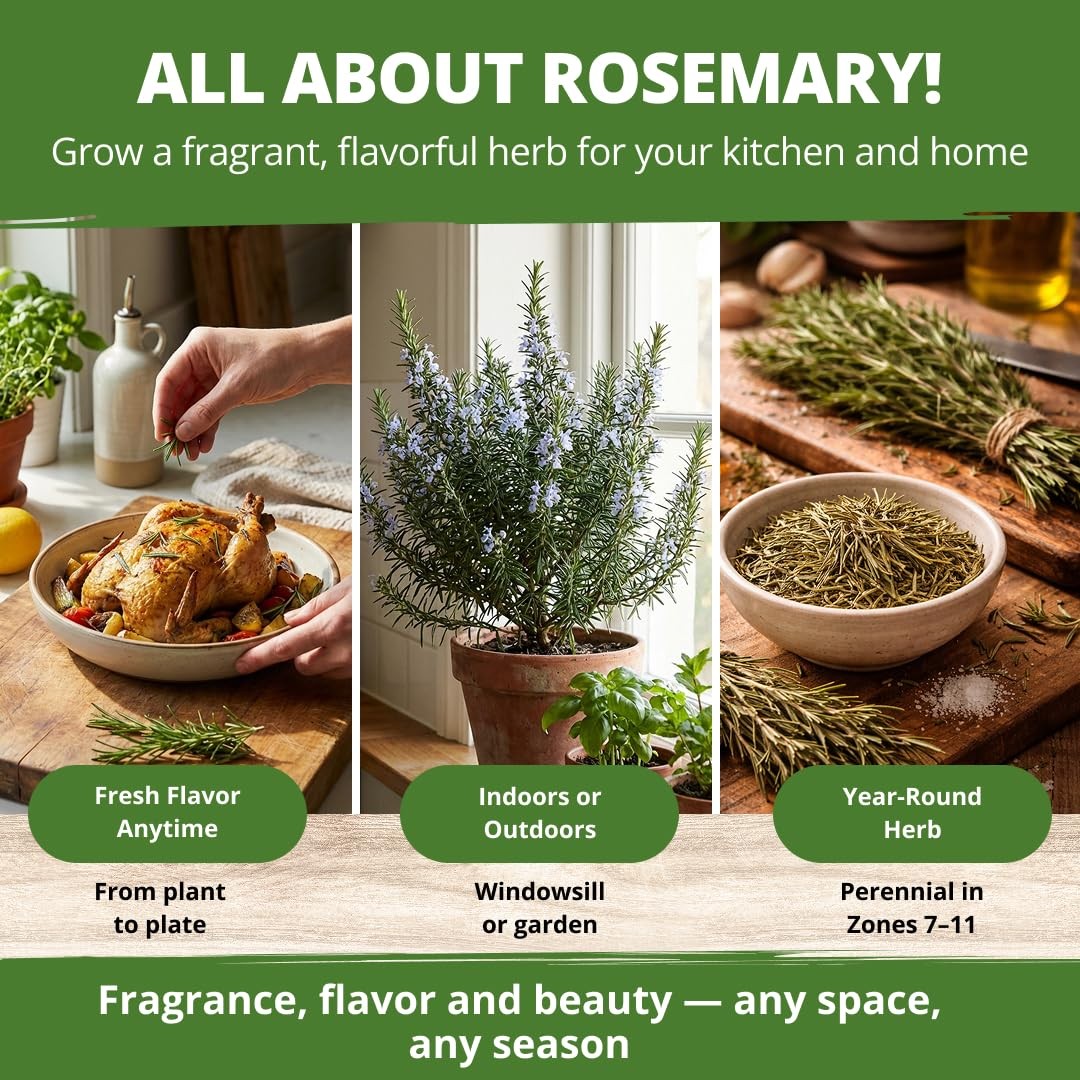 Non GMO Rosemary Seeds Pack 150 High Germinating Heirloom Herb Seeds for Pla…
