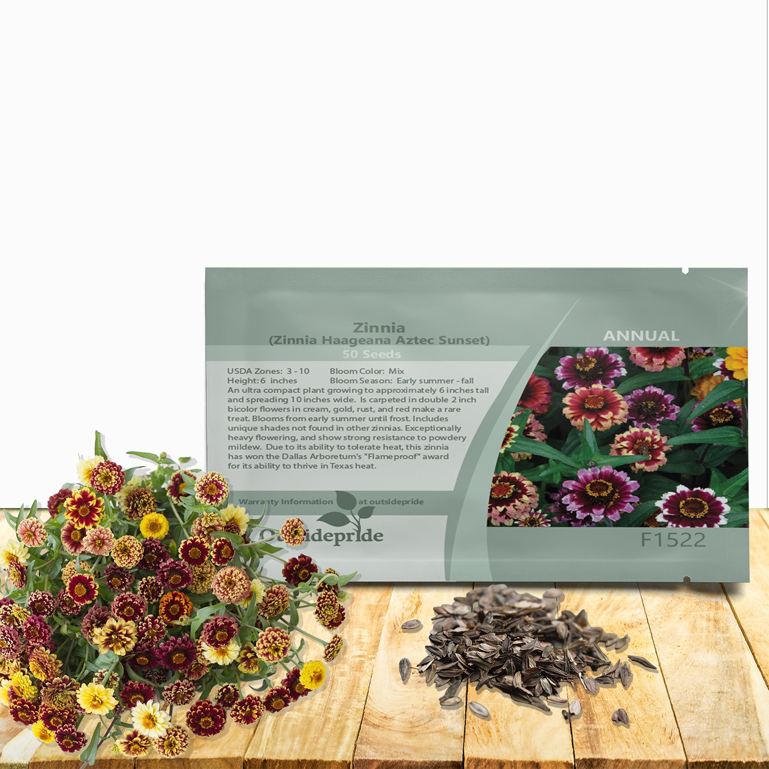 50 Seeds Compact Zinnia Haageana Aztec Sunset Flower Seed Mix For Planting