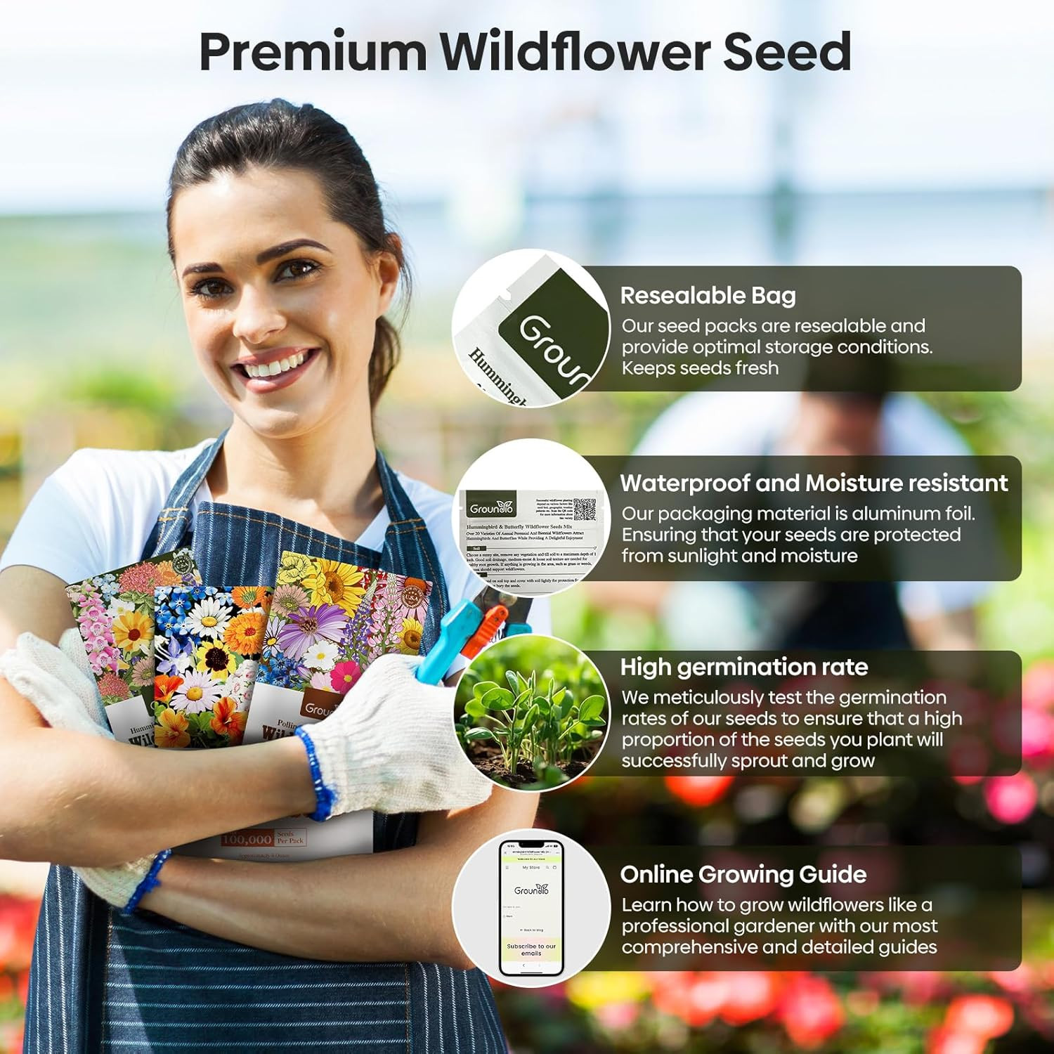 Wildflower Seeds Hummingbird and Butterfly Mix 1 Ounce, No Filler, 24 Varieties