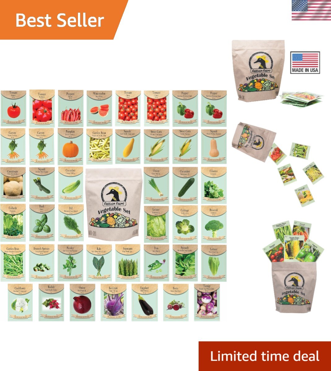 Set of 43 Assorted Vegetable & Herb Seed Packets – Over 10,000 Seeds! – Inclu…