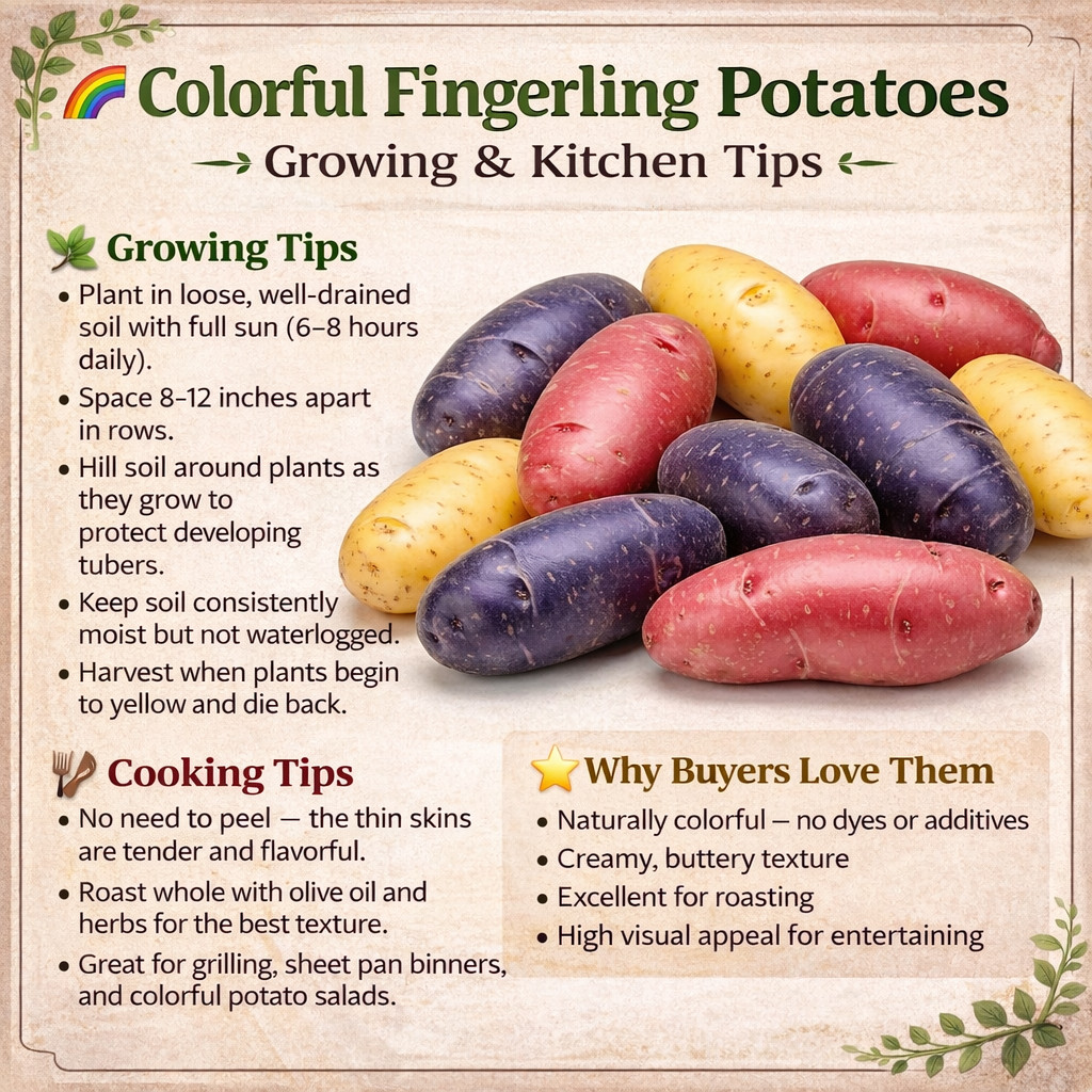 Fingerling Seed Potatoes Variety Pack | Red, Yellow & Purple (3 Pounds)