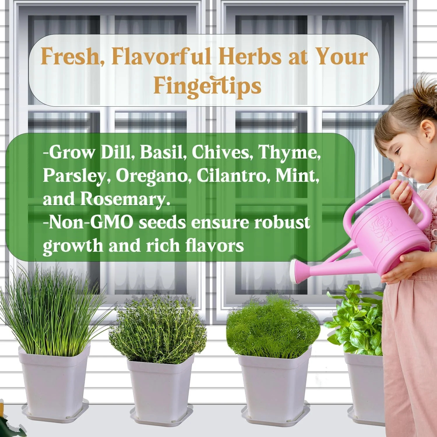 Indoor Herb Garden Kit, 9 Non-GMO Seeds with Reusable Pots, Planter – DIY Grow K