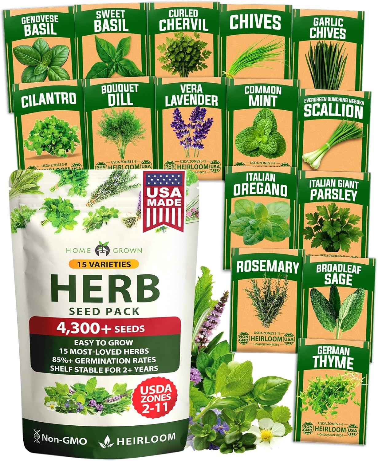 Indoor & Outdoor Gardening: 4,300+ Gourmet Herb Seeds, Perfect Gift Set