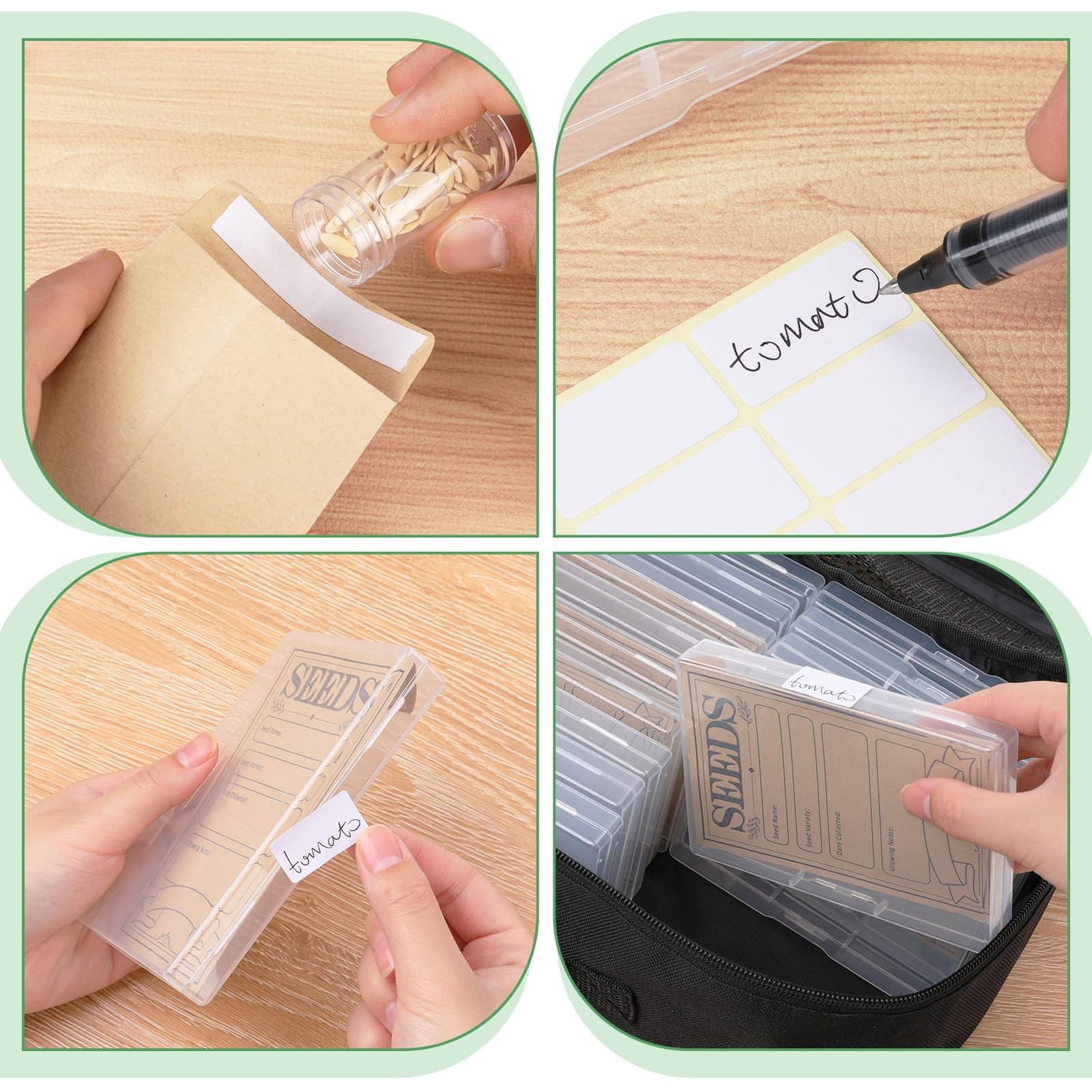 27 Slots Seed Storage Organizer Box Garden Packet 90 Pcs Envelopes Label