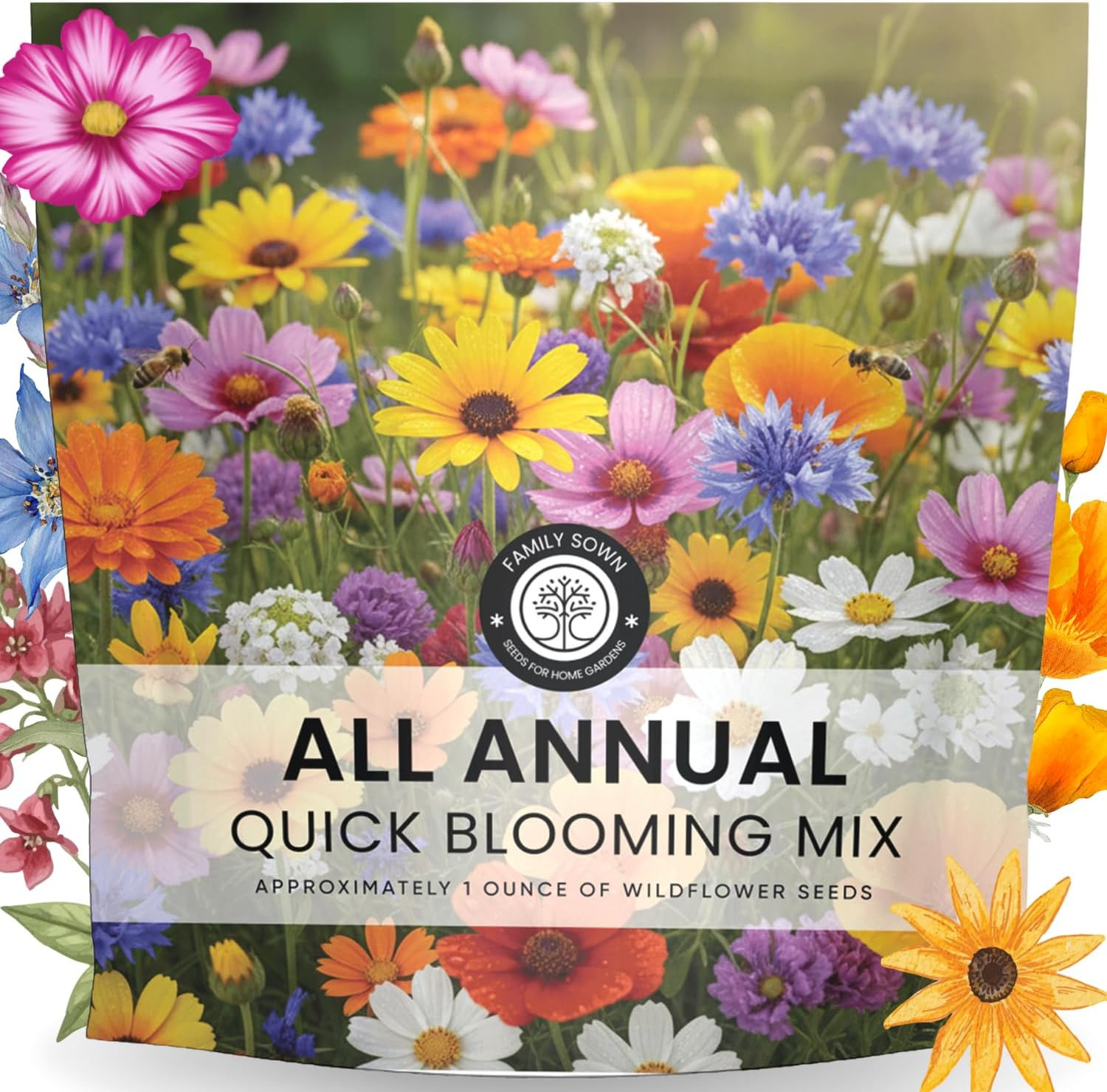All Annual Quick Blooming Mix – 16,000 Flower Seeds for Planting – Wildflower Mi