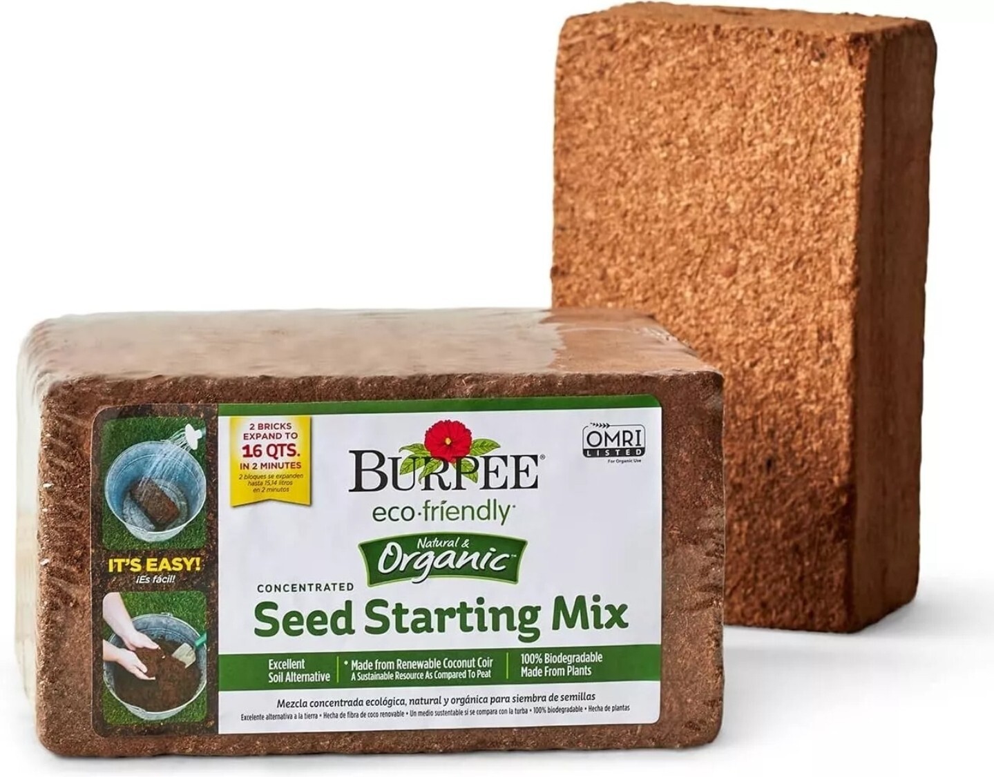 Versatile Organic Seed Starting Coconut Coir Mix – 100% Biodegradable & 16 Quart