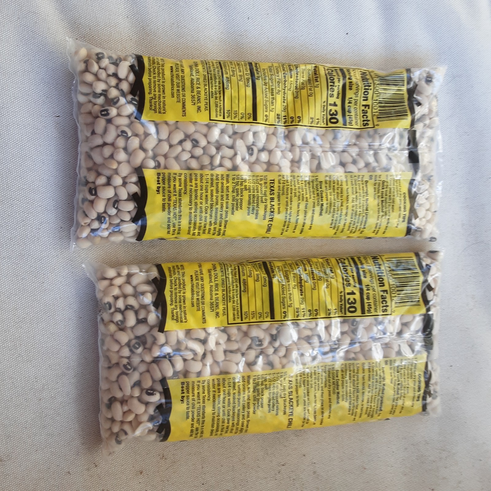 PEAS Dry CHINA DOLL Black Eye Peas NEW ( 2) 12 oz. bags FREE SHIPPING USA GROWN