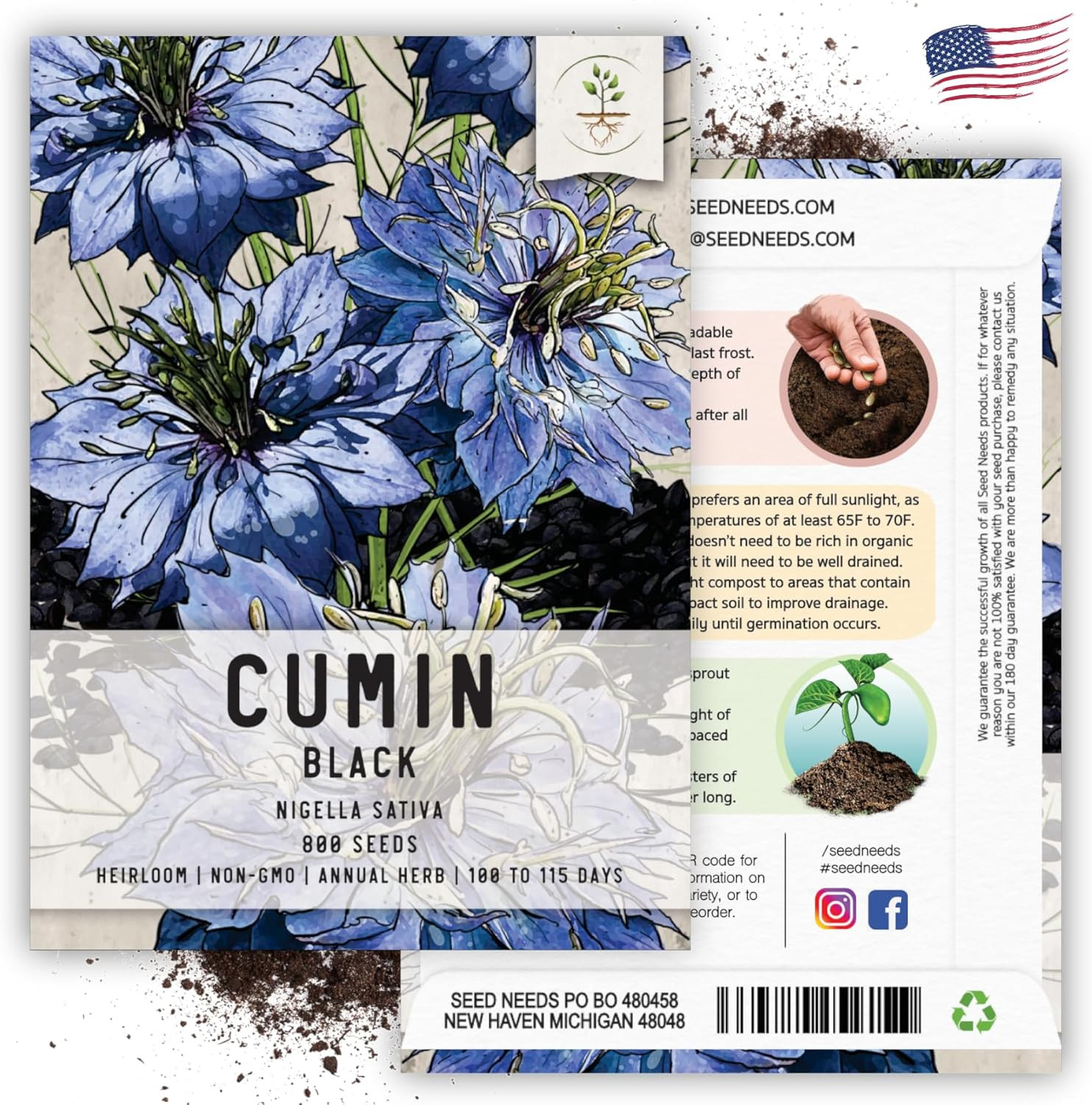 Needs, Black Cumin Seeds – 800 Heirloom Seeds for Planting Nigella Sativa – N…