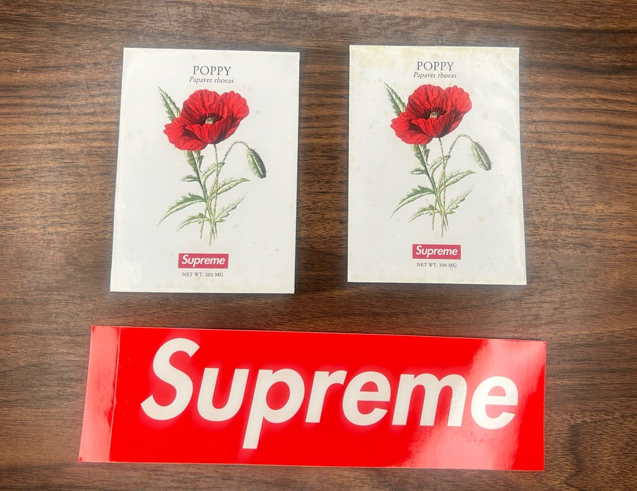 SUPREME POPPY SEEDS Pack X 2 SS18 New Papaver Rhoeas FLOWERS + Box Logo Sticker!