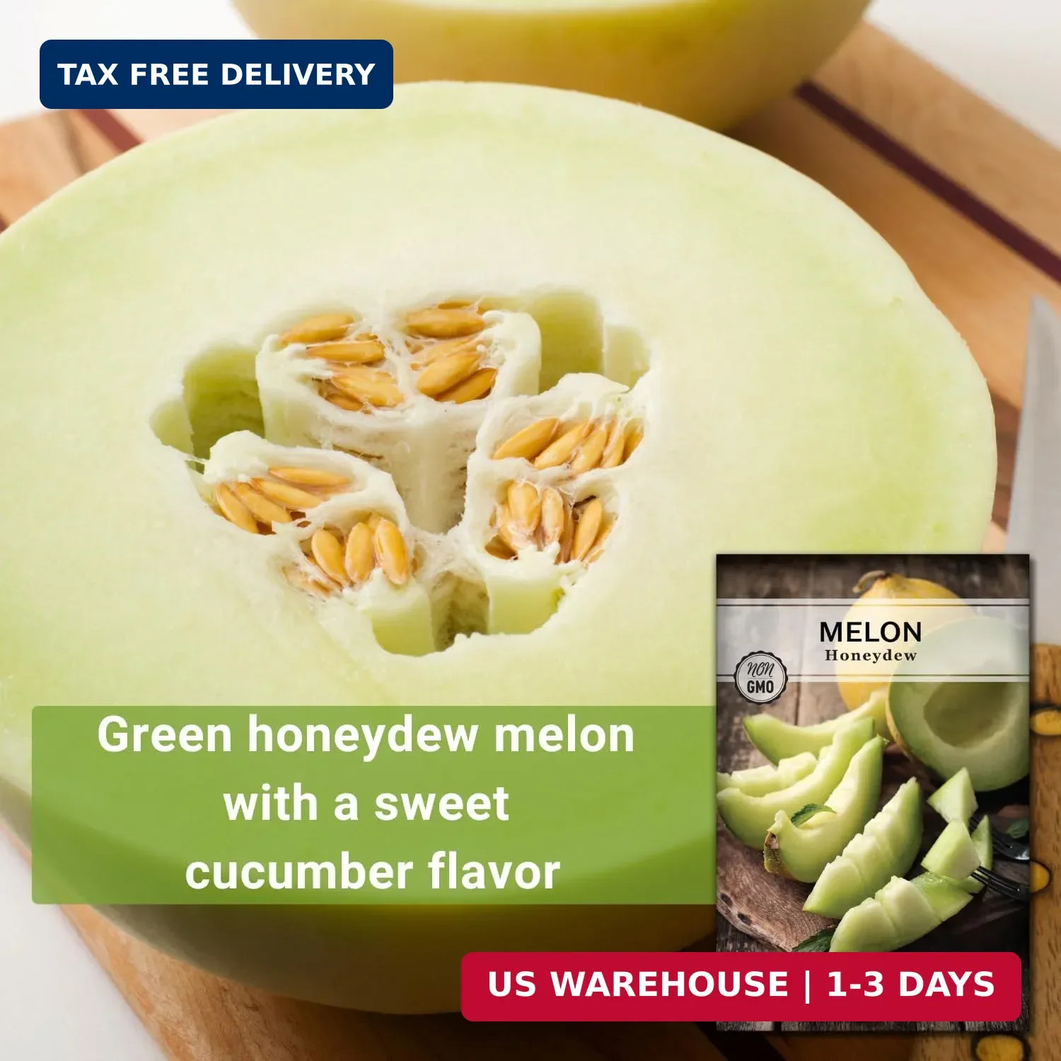 Sow Right Seeds – Green Honeydew Melon Seeds for Planting – Non-GMO Heirloom Pac