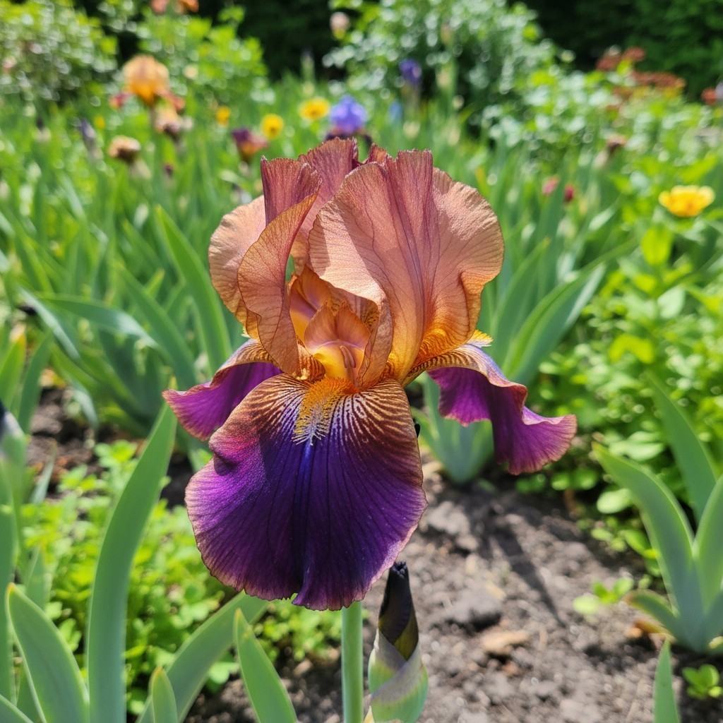 50 Bearded Iris Seeds – Copper and Purple Bicolor Iris Flowers