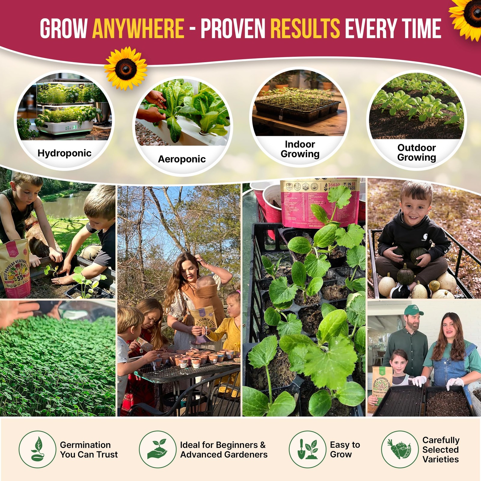 55 Vegetable Seeds Variety Pack – 35,600+ Non-GMO Green, Red, Purple, Yellow