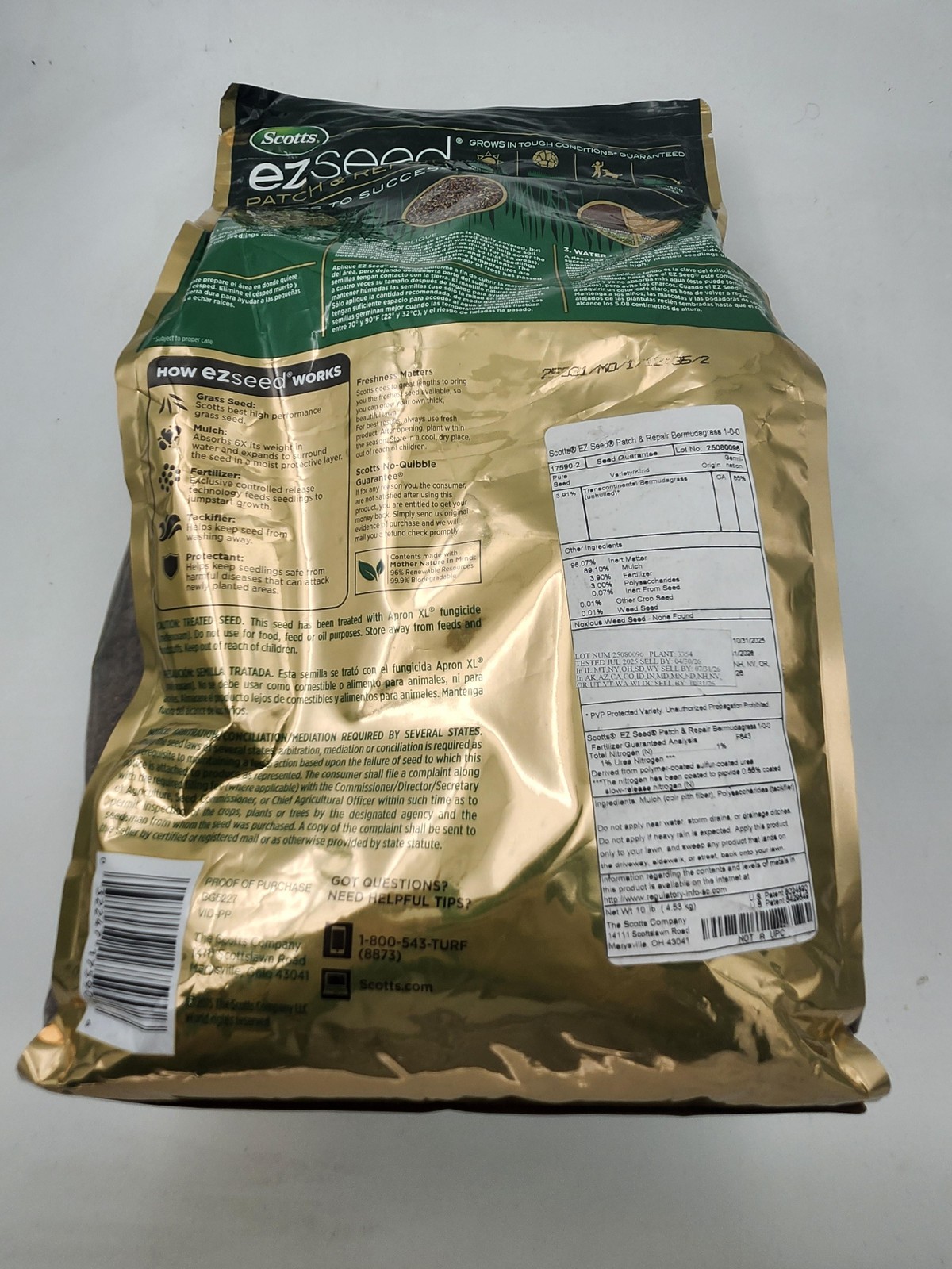 Scotts EZ Seed Patch & Repair Bermudagrass Lawn Grass Seed 10 Lb Gold Bag