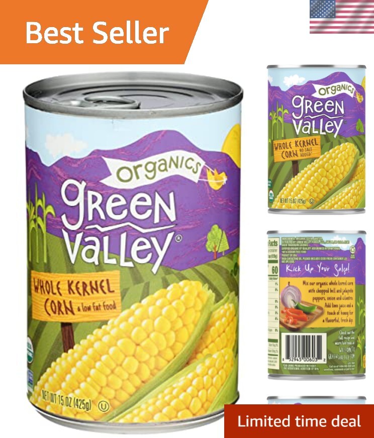 Organic Whole Kernel Sweet Corn – Nutritious 15 OZ Pack of 6 for Families