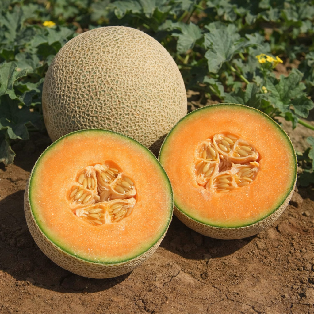 60 Heirloom Top Mark Cantaloupe Seeds – Western Shipper Style 3-5LB Sweet Melon