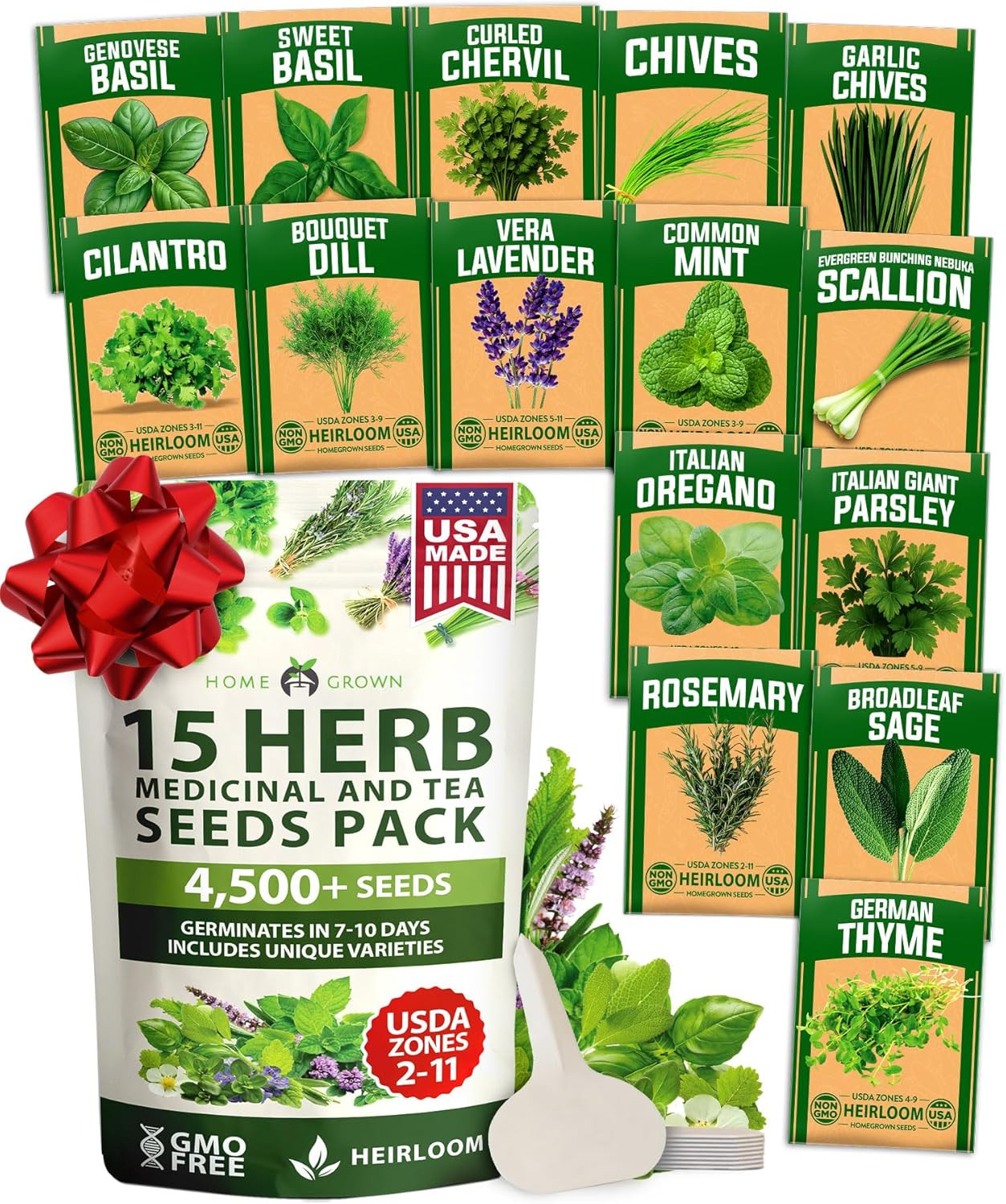 15 Non-GMO Heirloom Herb Seeds – Culinary Variety Pack for Indoor & Outdoor Use