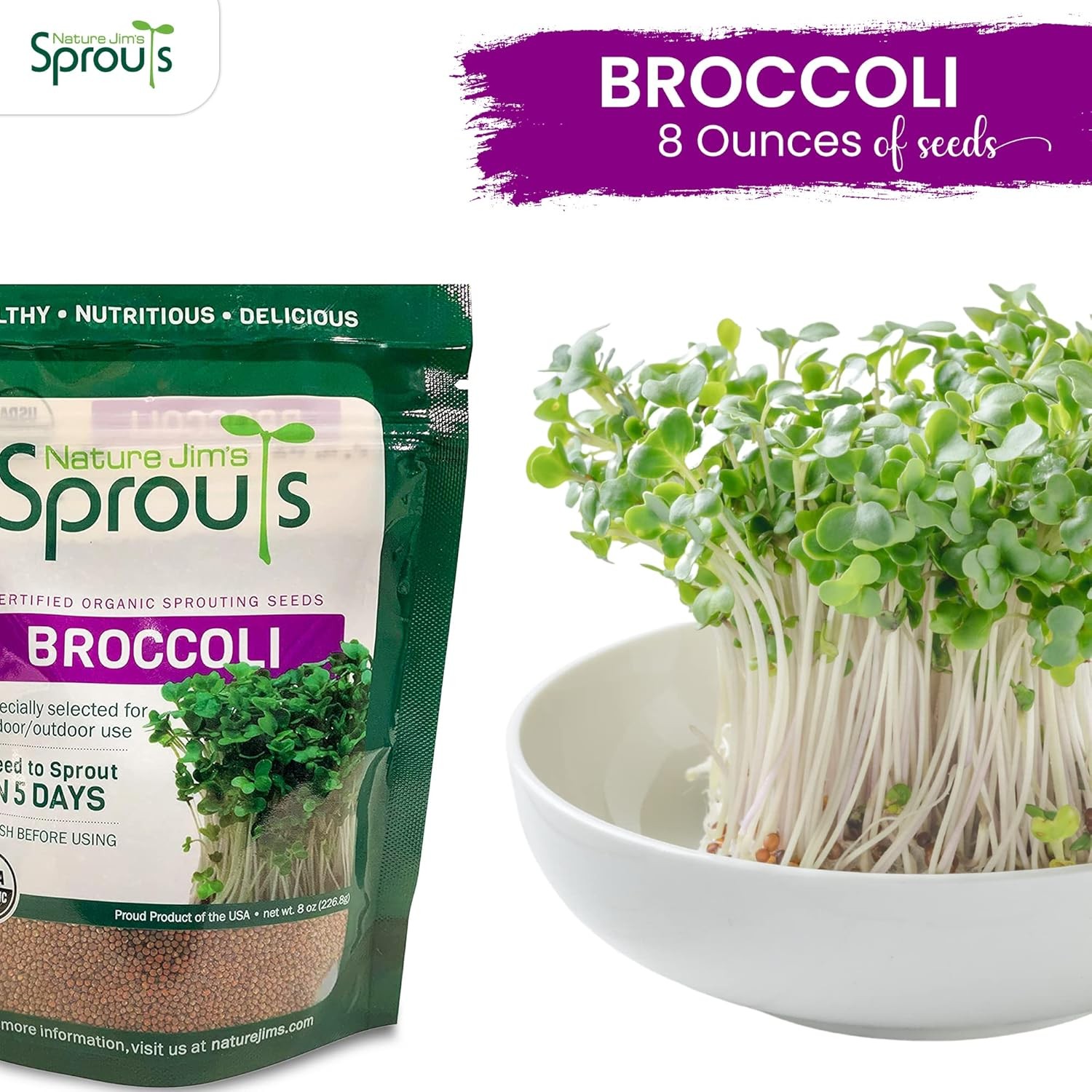 Broccoli Sprout Seeds – Certified Organic for Indoor/Outdoor Use – Rich in Sulfo
