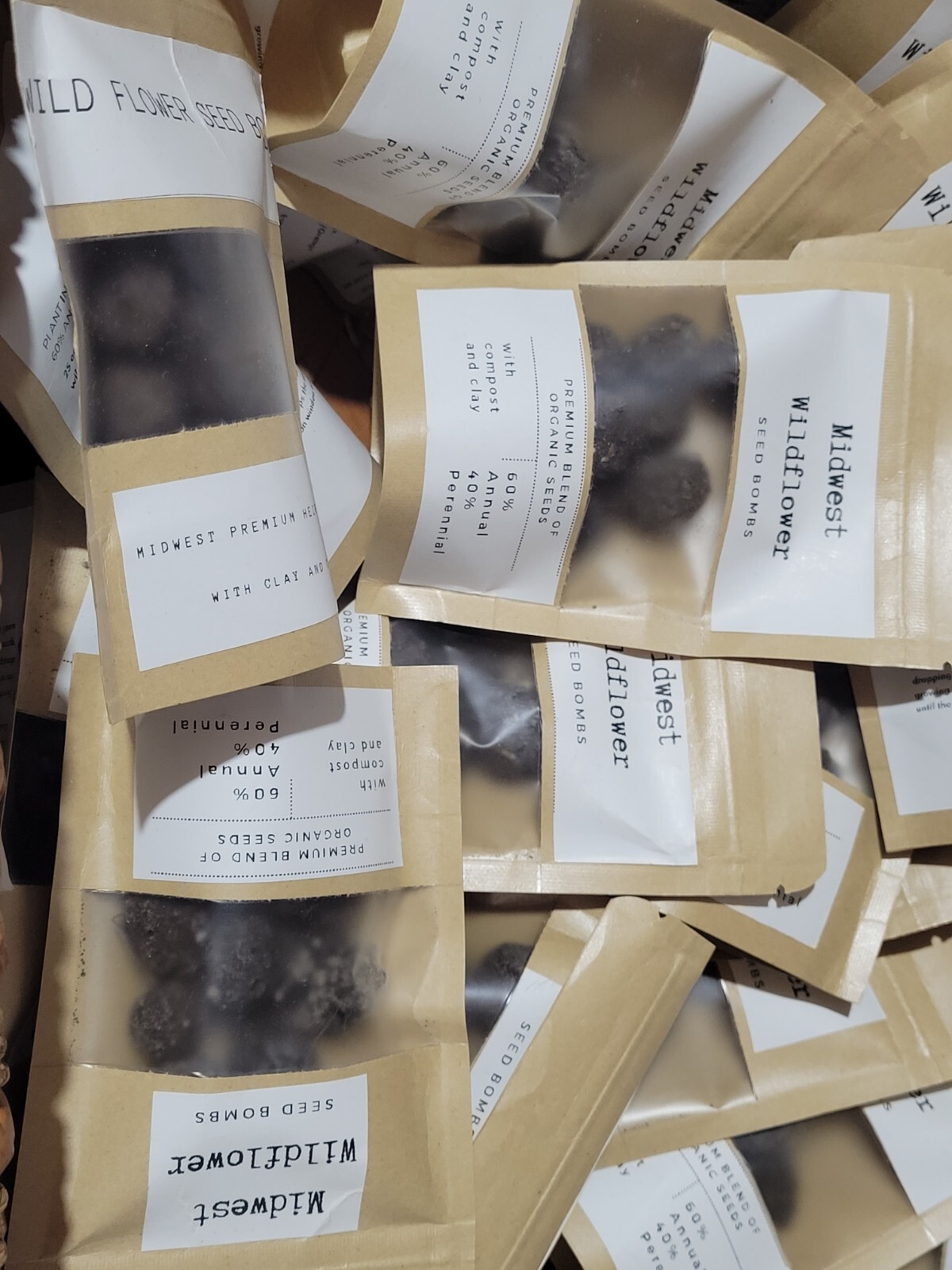 Midwest Wildflower Seed Balls Bombs Annual/perennial Premium Organic Seed Mix