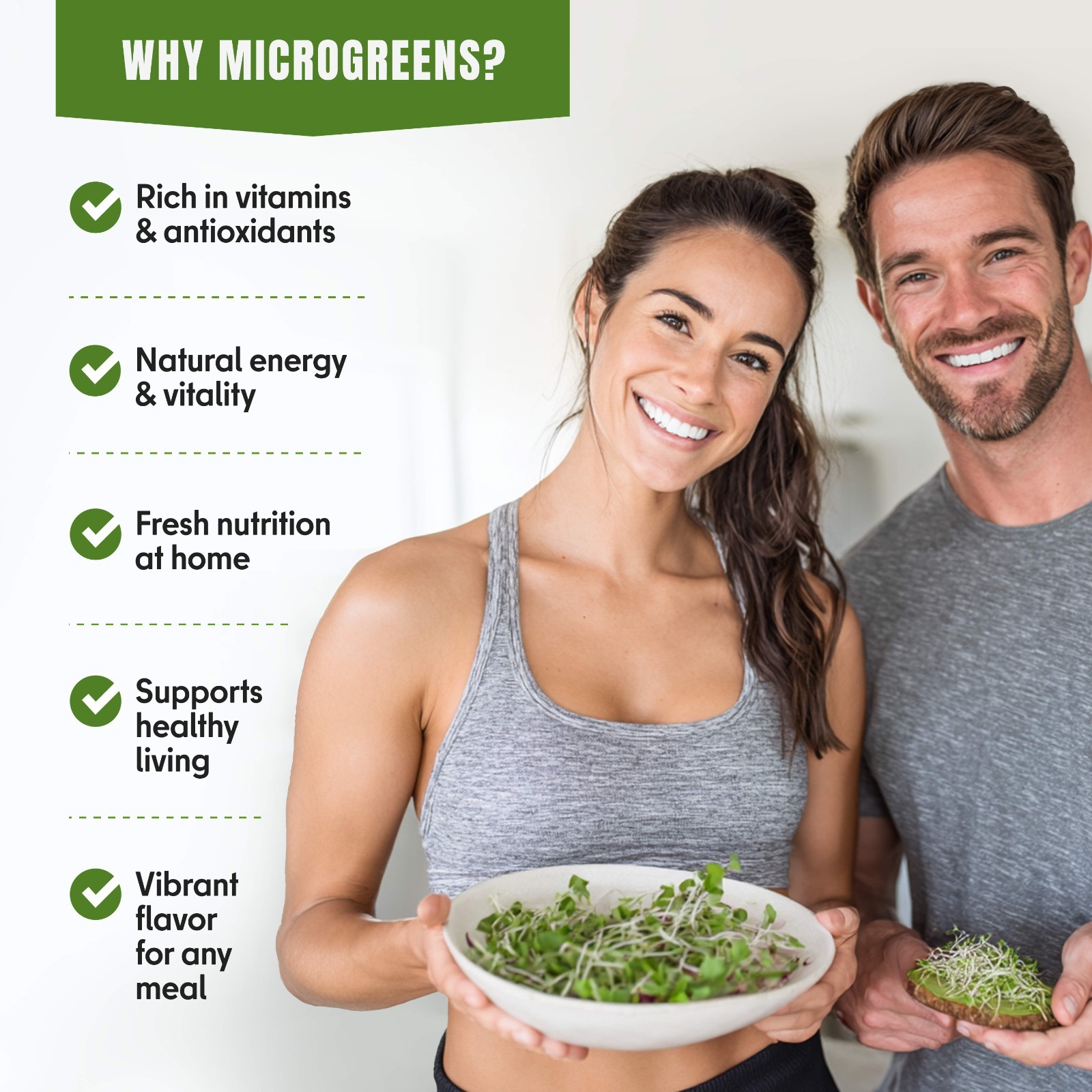 Microgreens Sprouting Seeds Mix, 5 Varieties, Non-GMO Heirloom, 5050+ Seeds