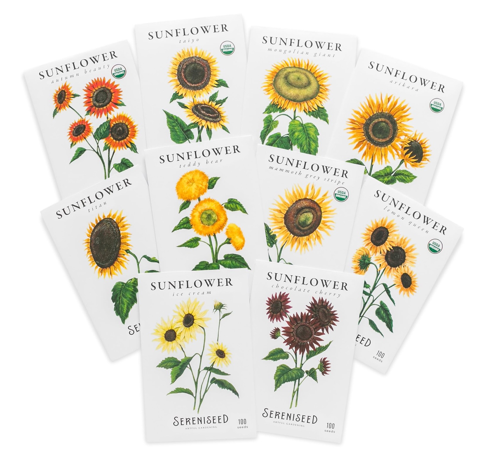 Sereniseed Sunflower Seeds Collection (10-Pack) – 10-Pack (Variety), Grey