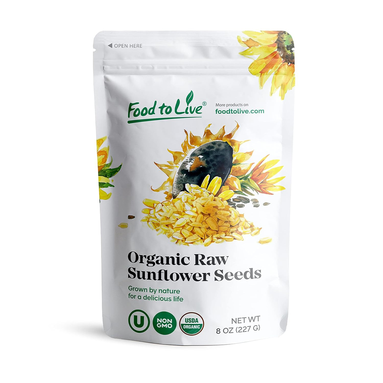 Organic Sprouted Sunflower Seeds, 8 Ounces Non-Gmo, Kosher, No