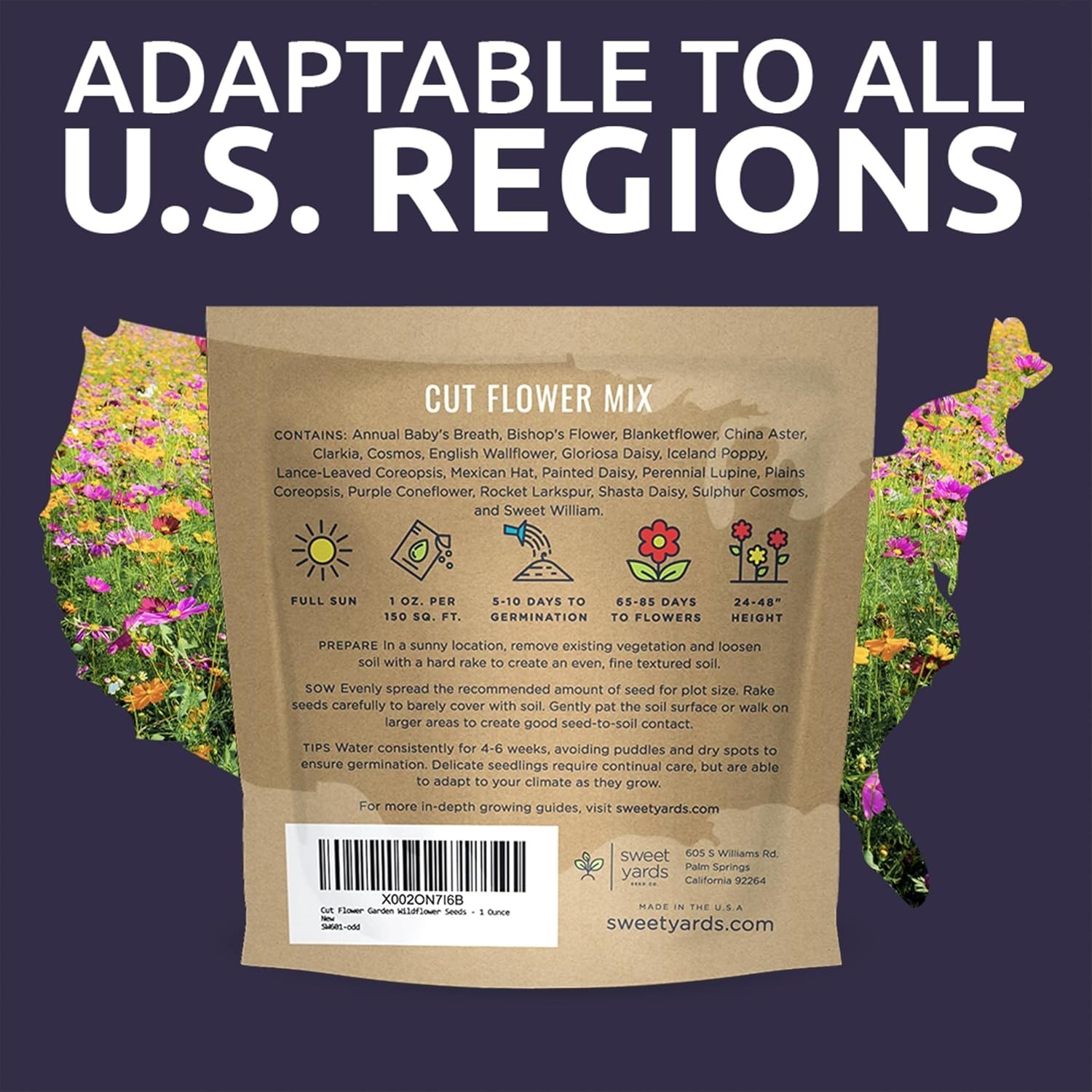Cut Flower Garden Seeds 1 Ounce Pack Bright Colors Perennials Annuals