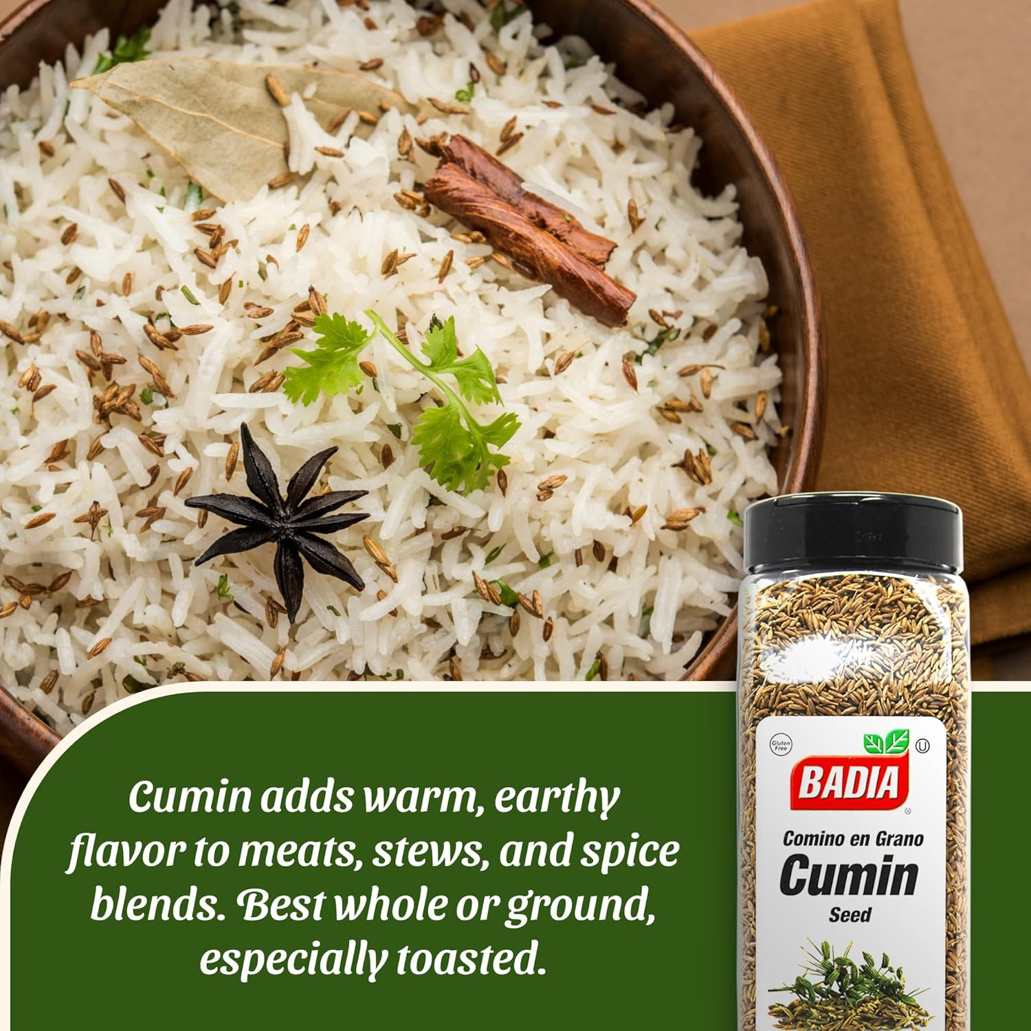 Cumin Seeds, 16 Oz – Whole Comino Seeds for Cooking & Seasoning | Warm