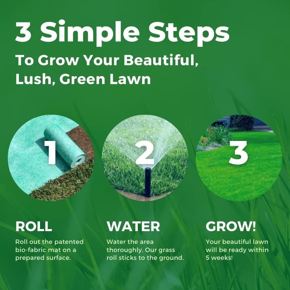 Biodegradable Grass Seed Mat – 100 sqft Round Green – Grass Seed and for Law…