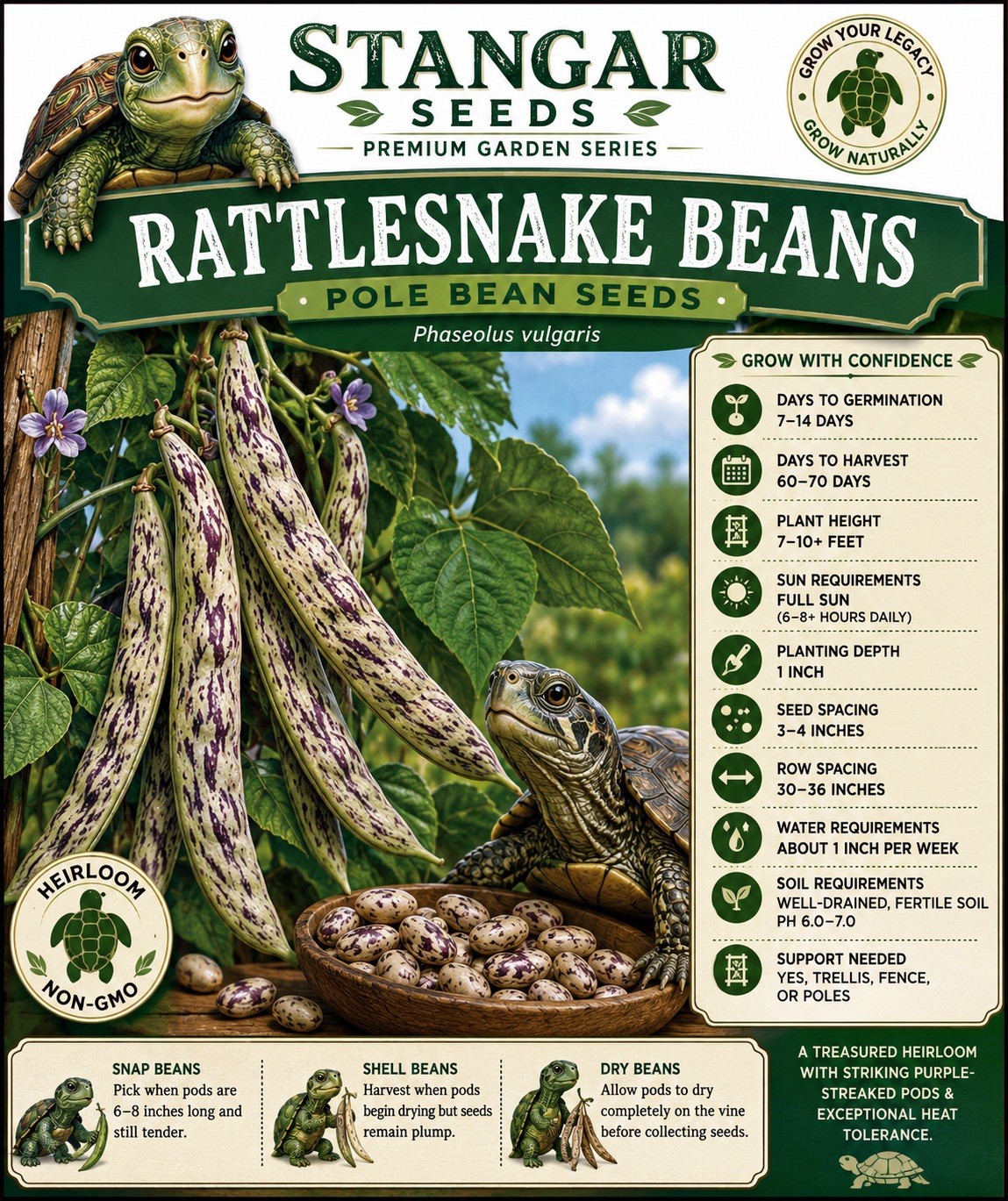 50+ Rattlesnake bean seeds