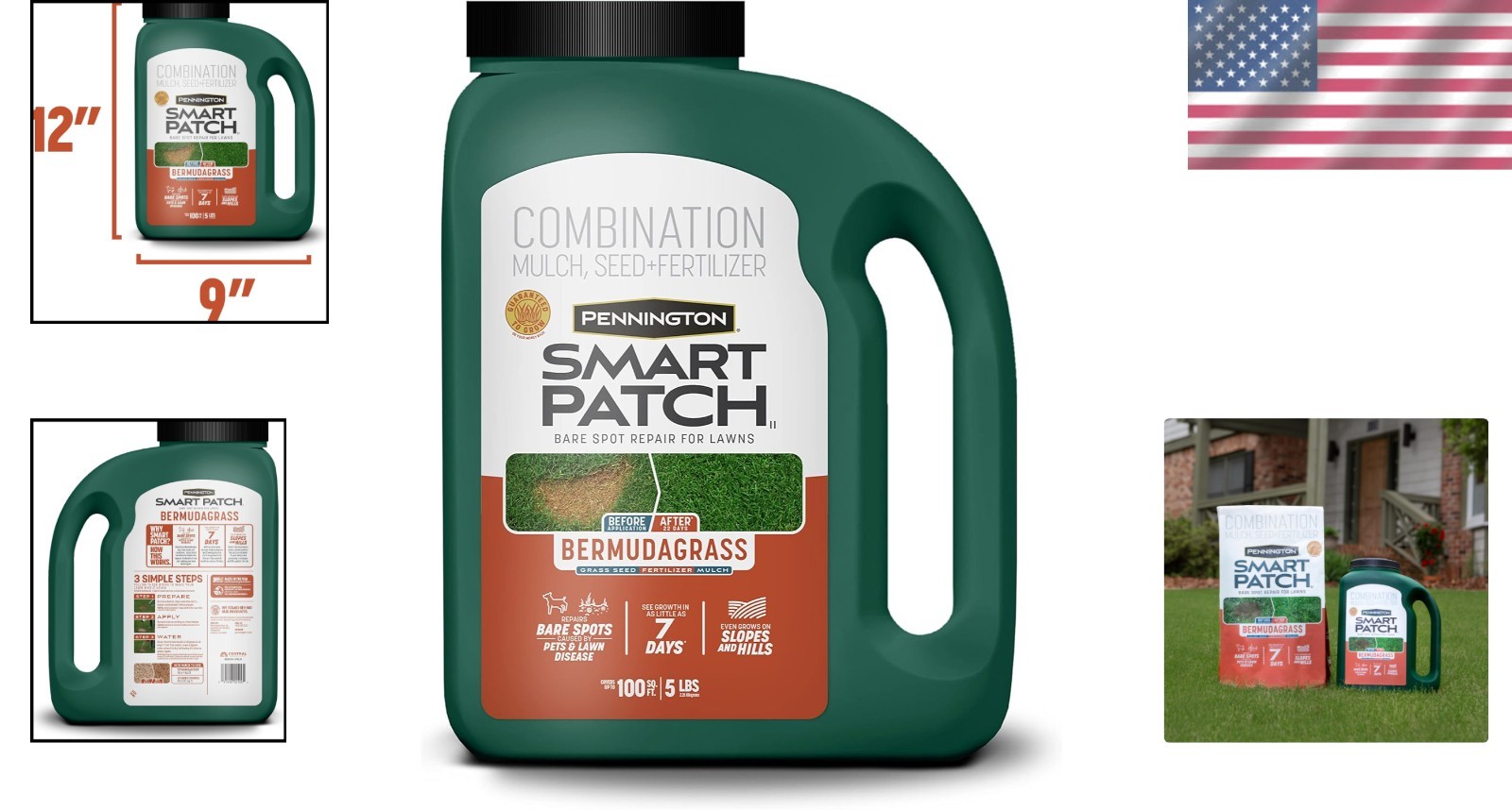 5lb Smart Patch Bermudagrass Seed for Quick Lawn Revival – Covers 100 sq. ft.