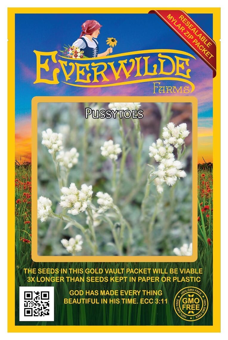 500 Pussytoes Wildflower Seeds – Everwilde Farms Mylar Seed Packet