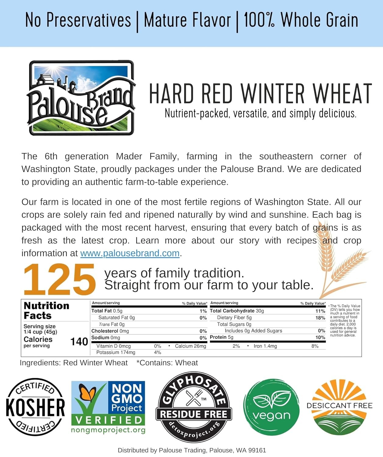 Hard Red Winter Wheat Berries Bulk Whole Grain Glyphosate Free 71 characters
