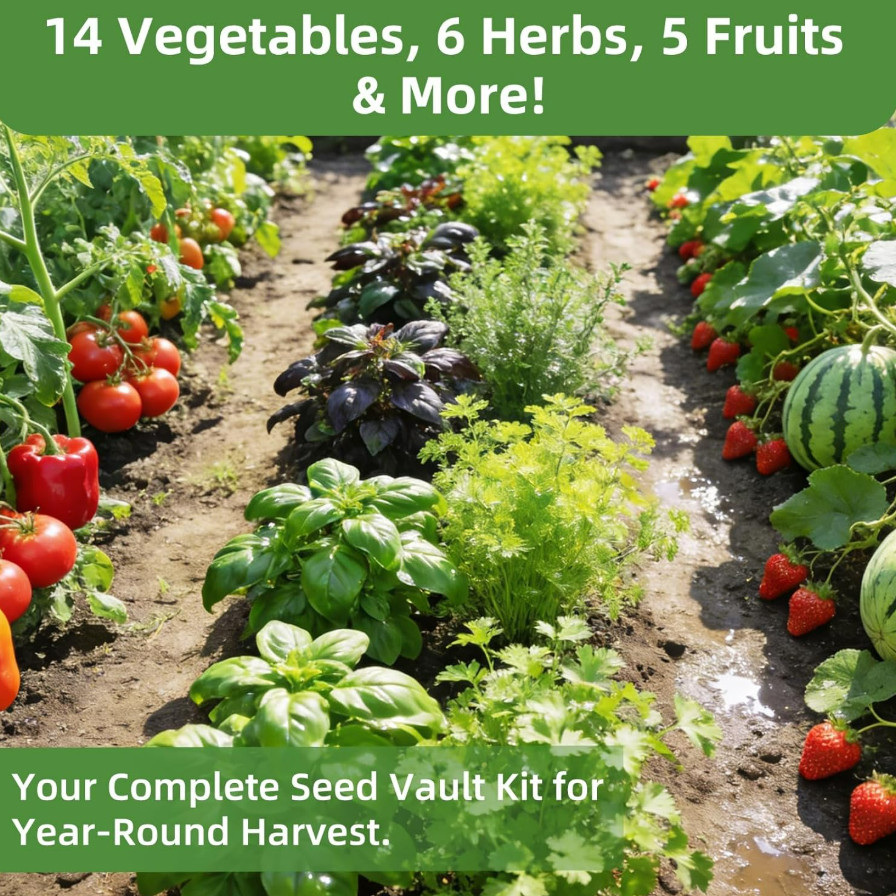 Heirloom Vegetable Seeds Kit, 15,000+ Non-GMO Seeds for Indoor & Outdoor Grow XL