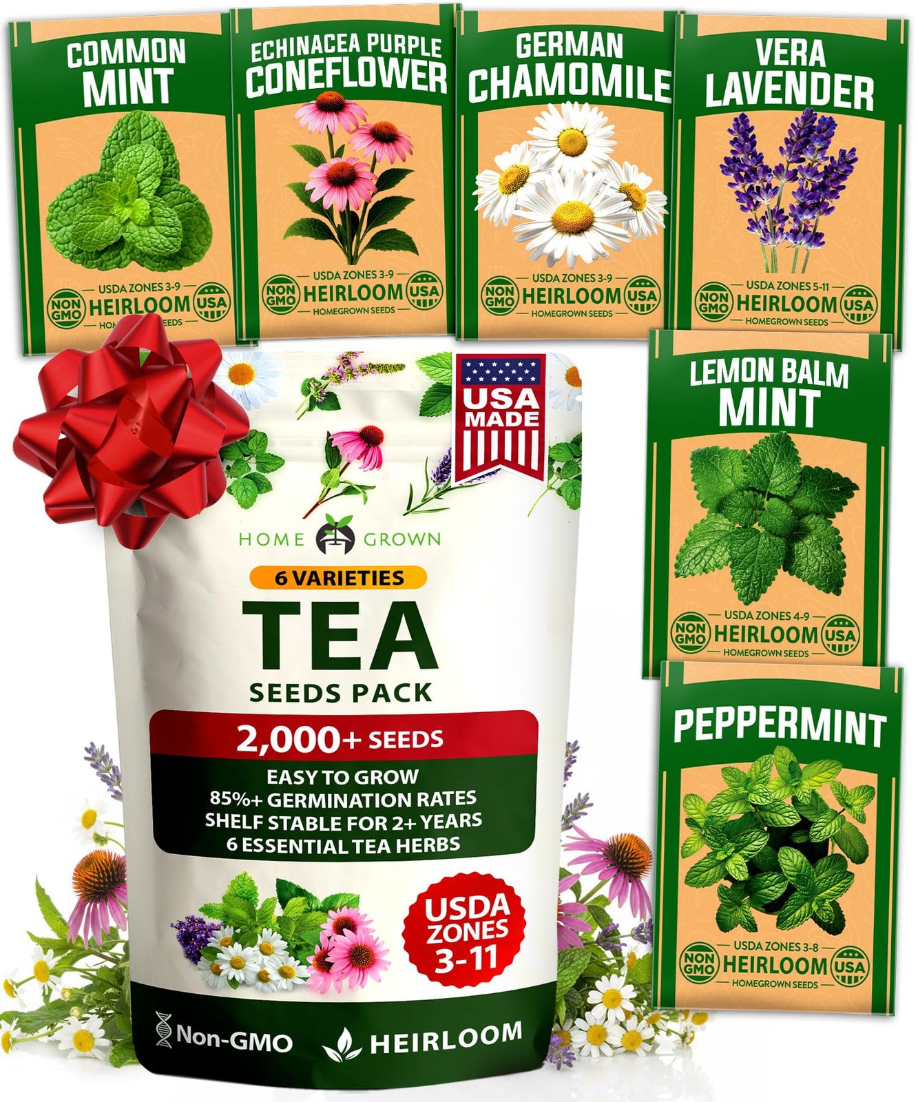 HOME GROWN Medicinal Herb Seeds Vault – 2,000+ Seeds, 6 Non GMO Heirloom Vari…